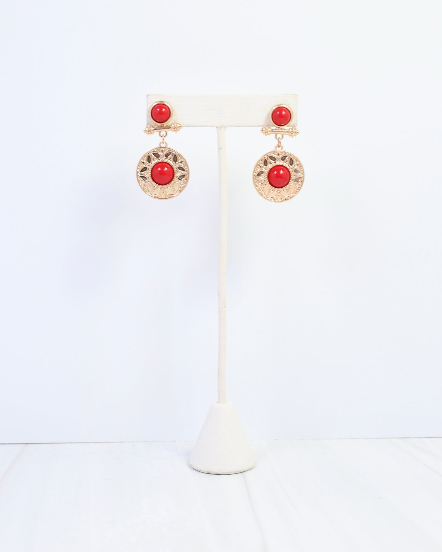 Terrace Circle Drop Earring Red