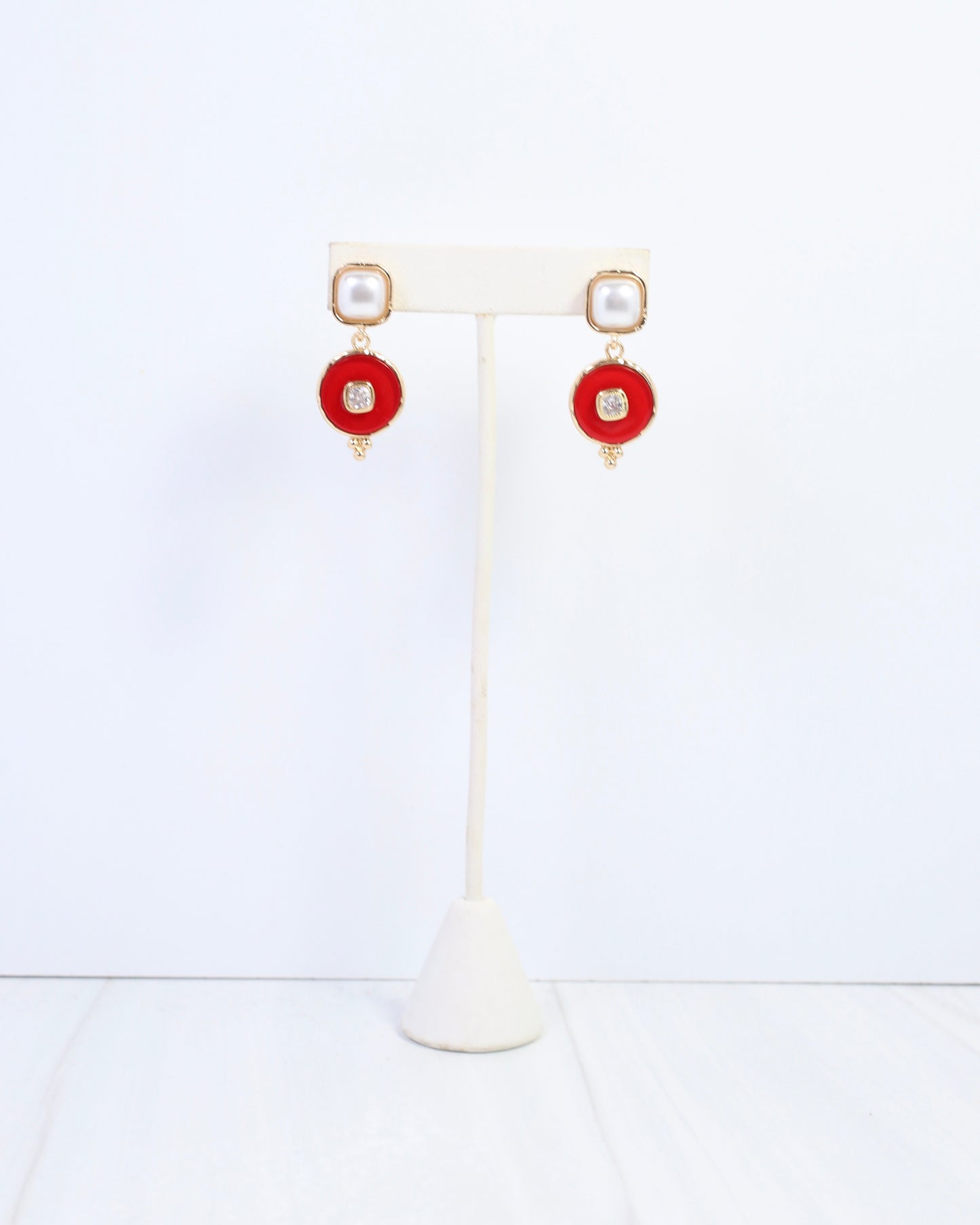 Lismore Pearl Circle Drop Earring Red