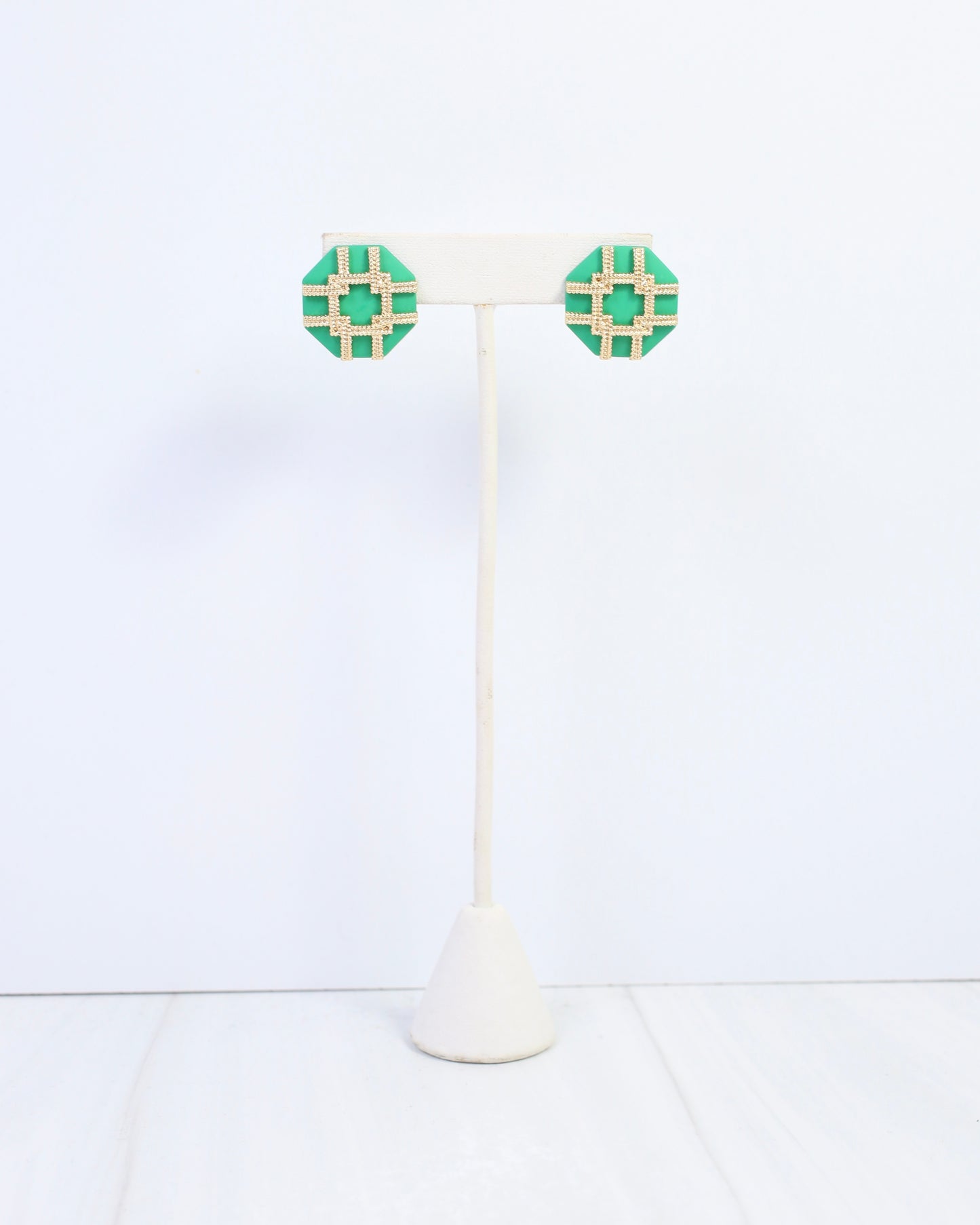 Avril Octagon Post Earring Green