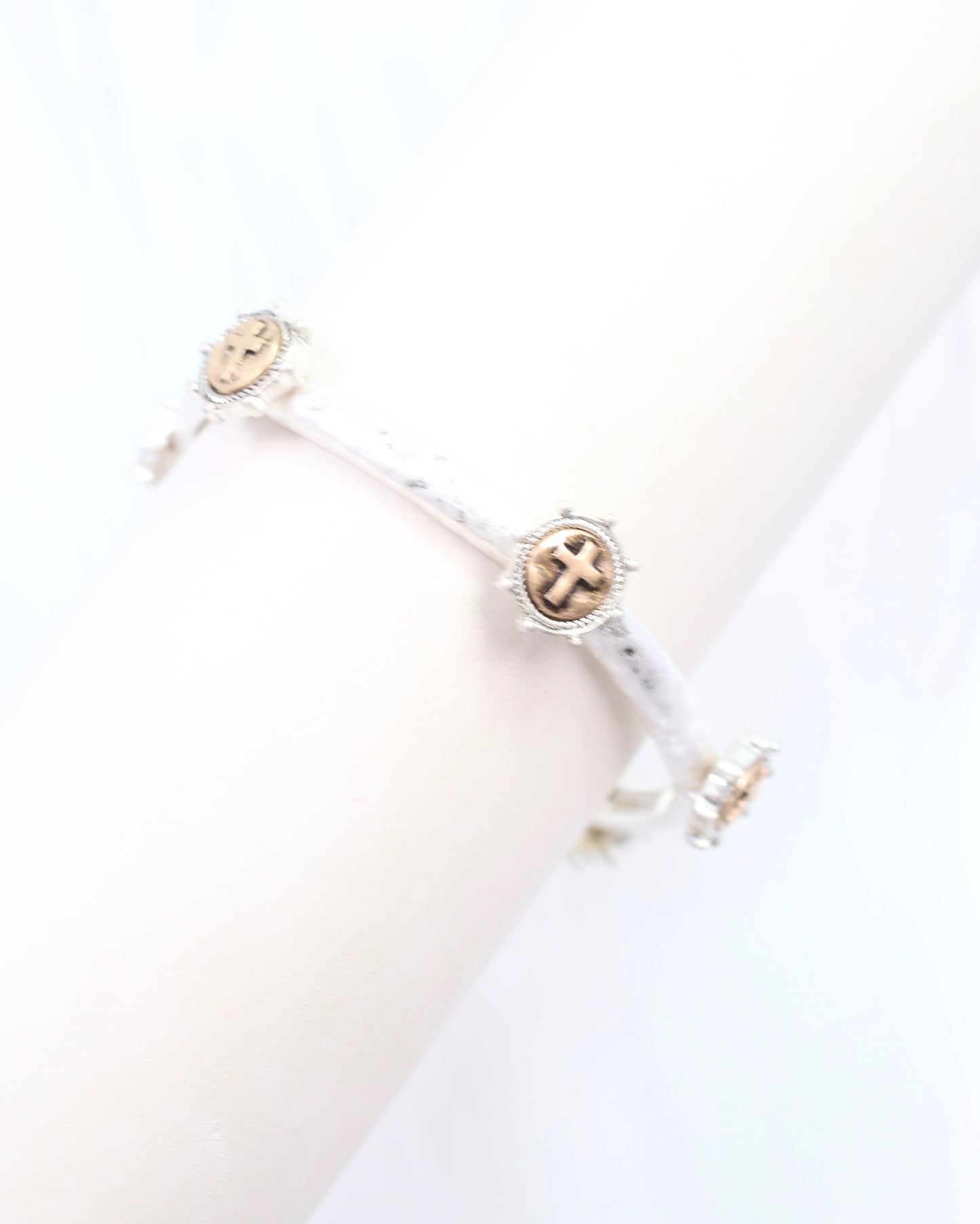 McLean Cross Stretch Bracelet Worn SIilver