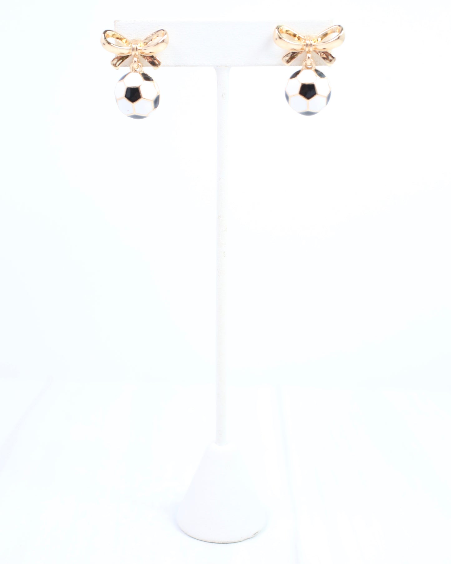 Sporty Bow Soccer Earring Gold