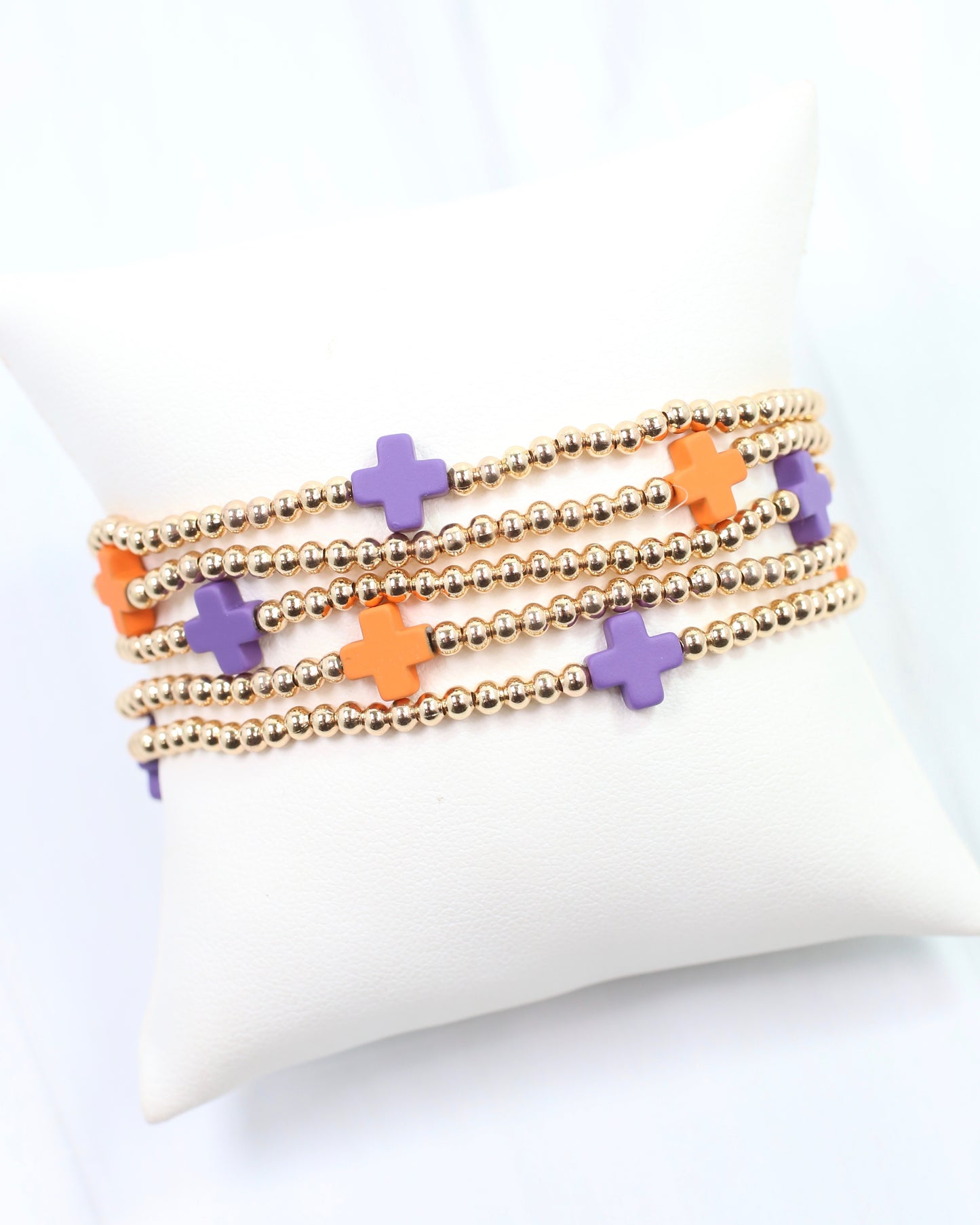 Brittany Cross Bracelet Set Orange Purple