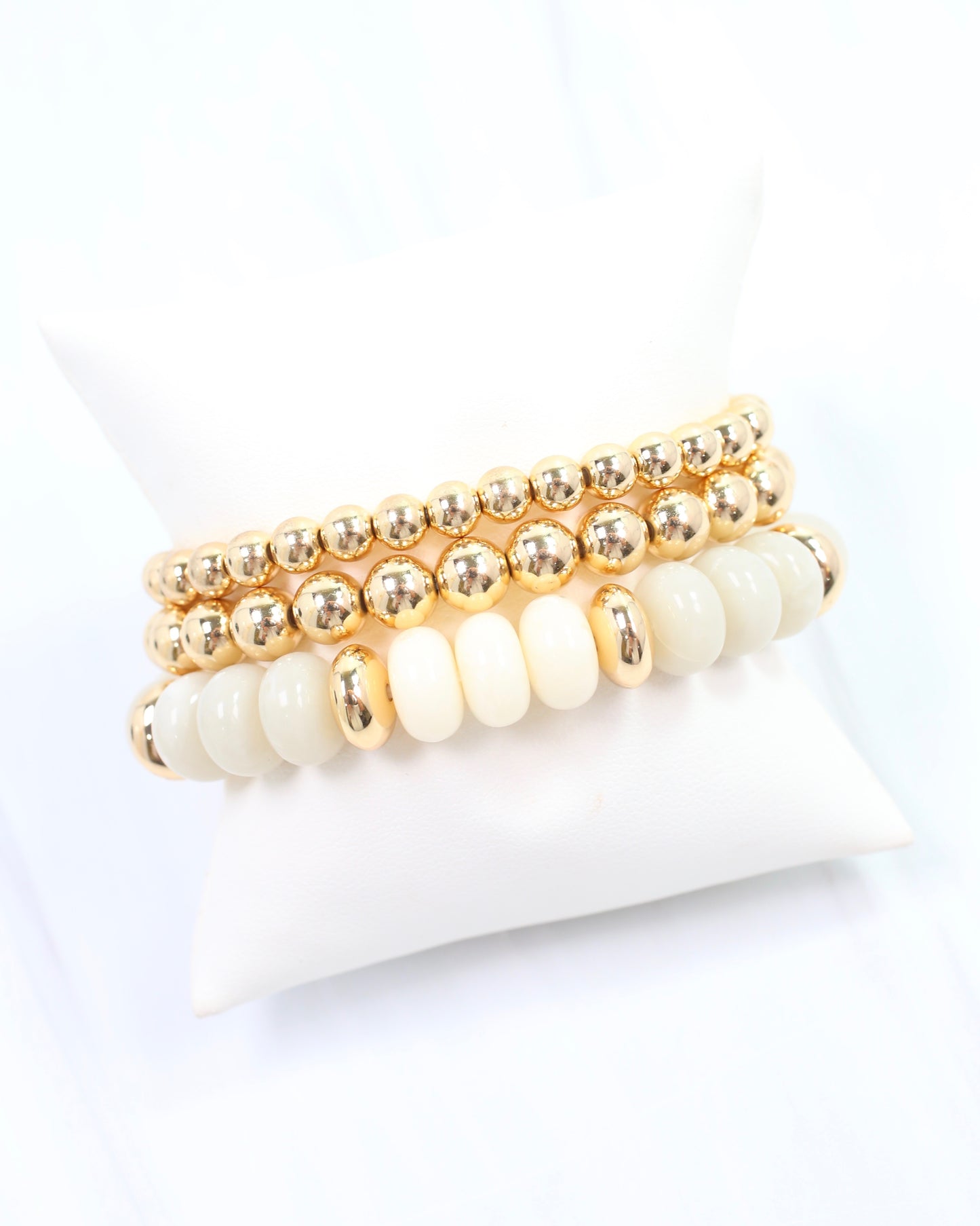Eye Candy Stretch Bracelet Set Ivory