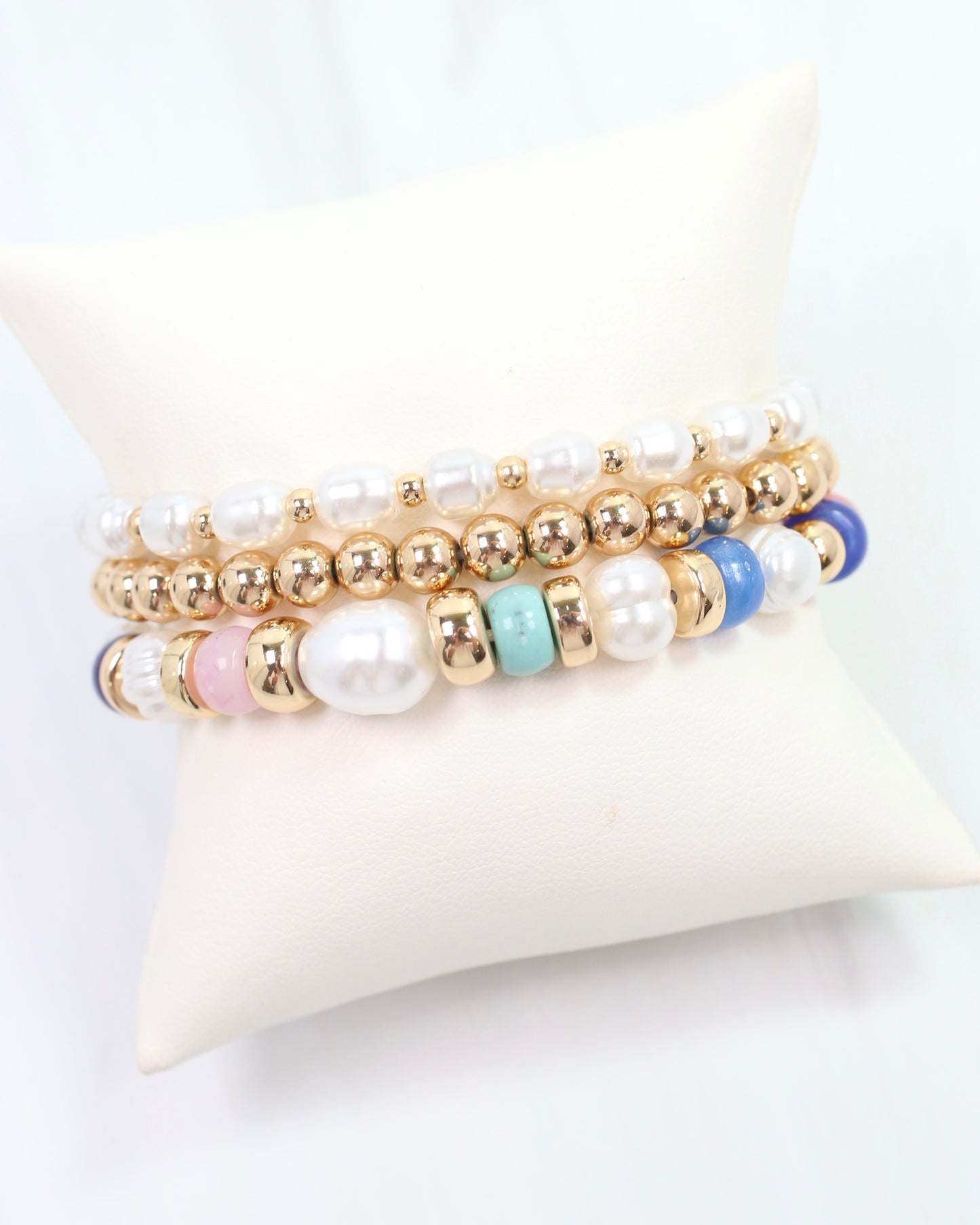Bowie Bead and Pearl Stretch Bracelet Set Multi