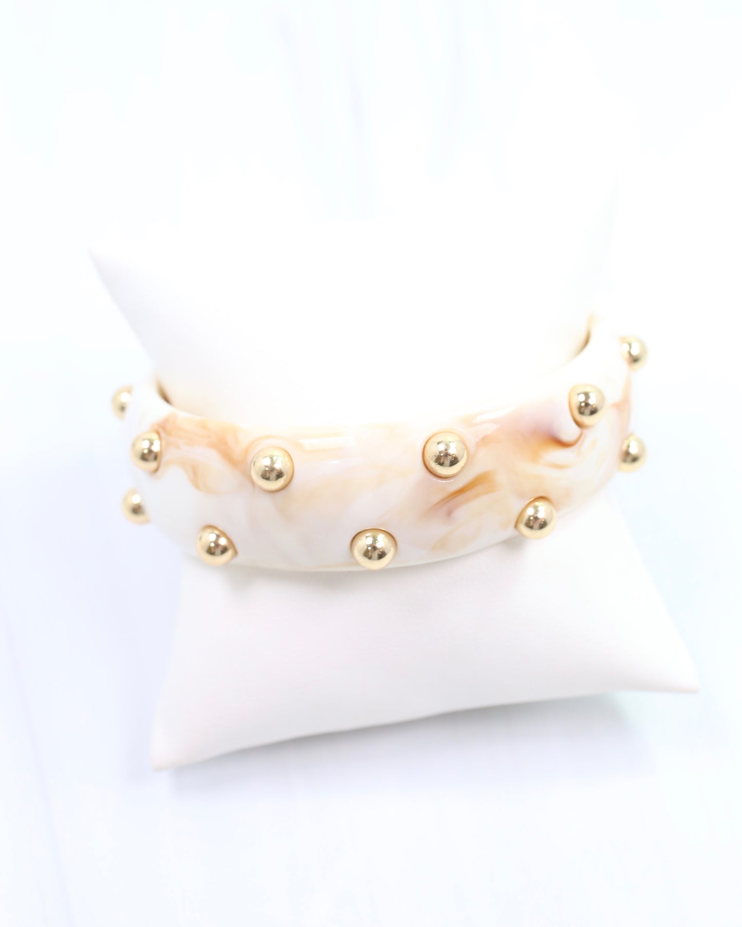 Amira Studded Bangle Bracelet Natural