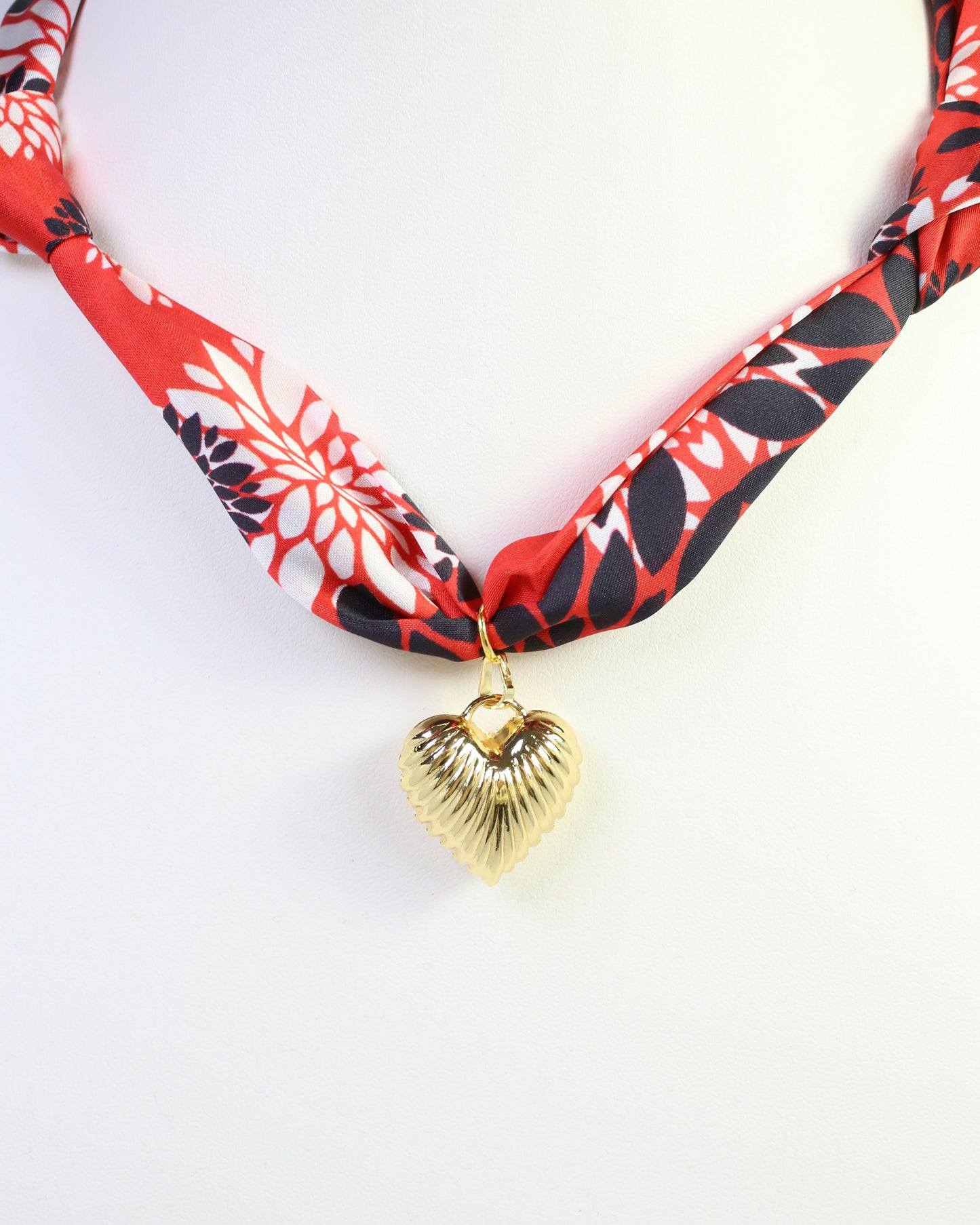 Serafina Scarf Charm Necklace BK RD Floral