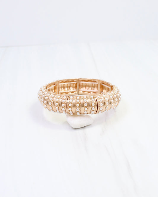 Candace Stretch Bracelet with Pearls Gold