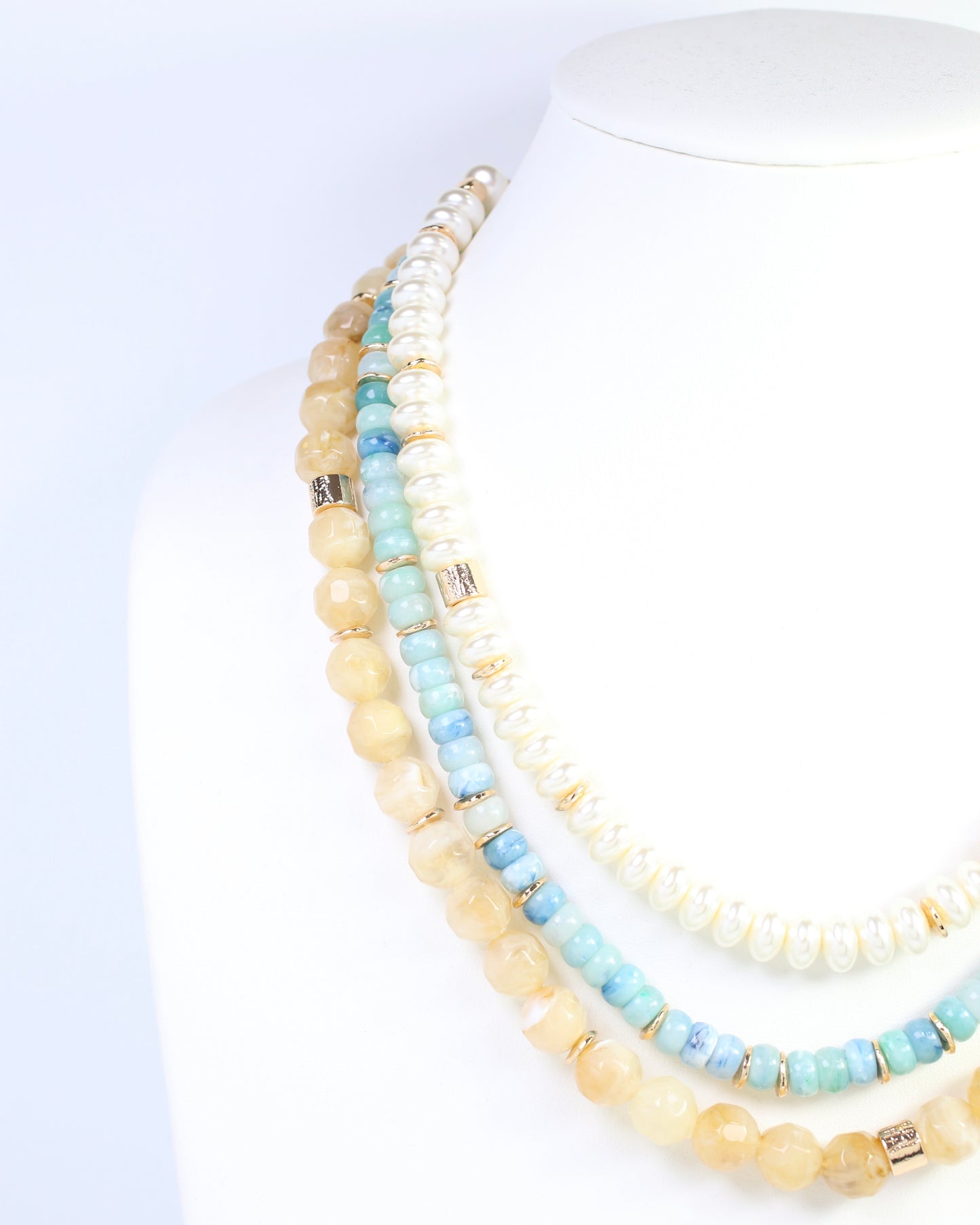 Diane Beaded Layered Necklace Natural