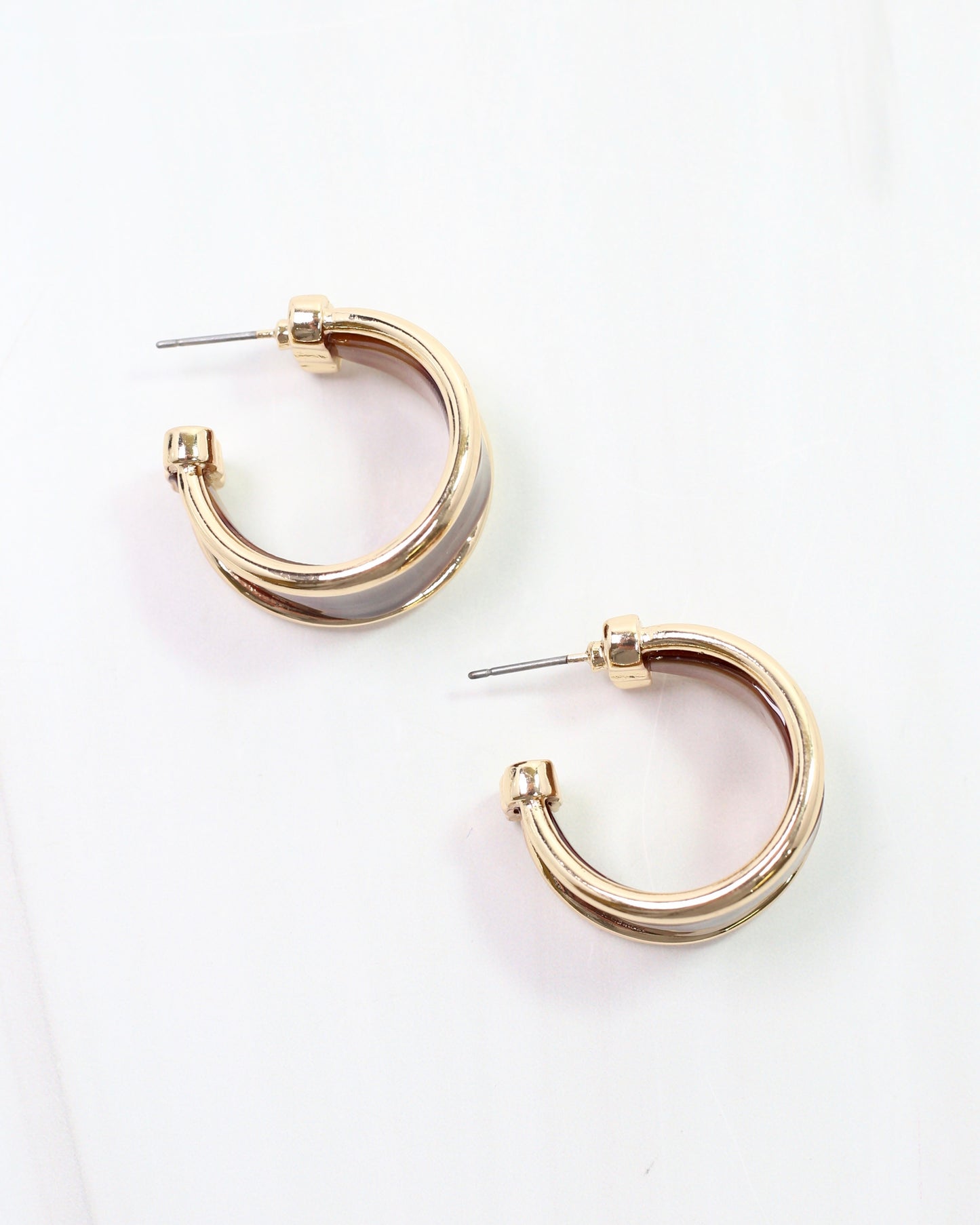 Daphne Gold Trimmed Hoop Brown