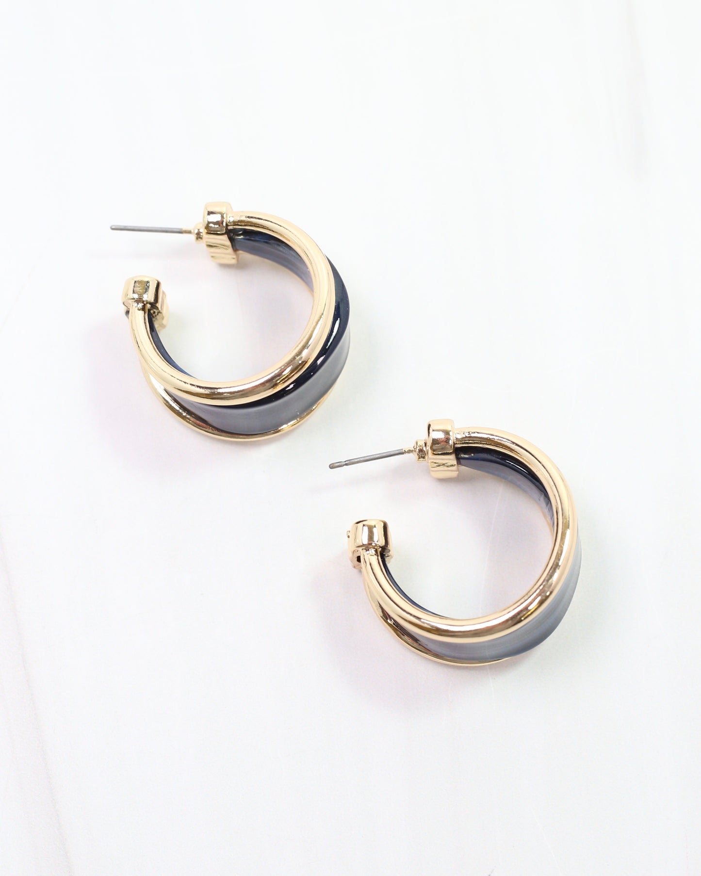 Daphne Gold Trimmed Hoop Navy
