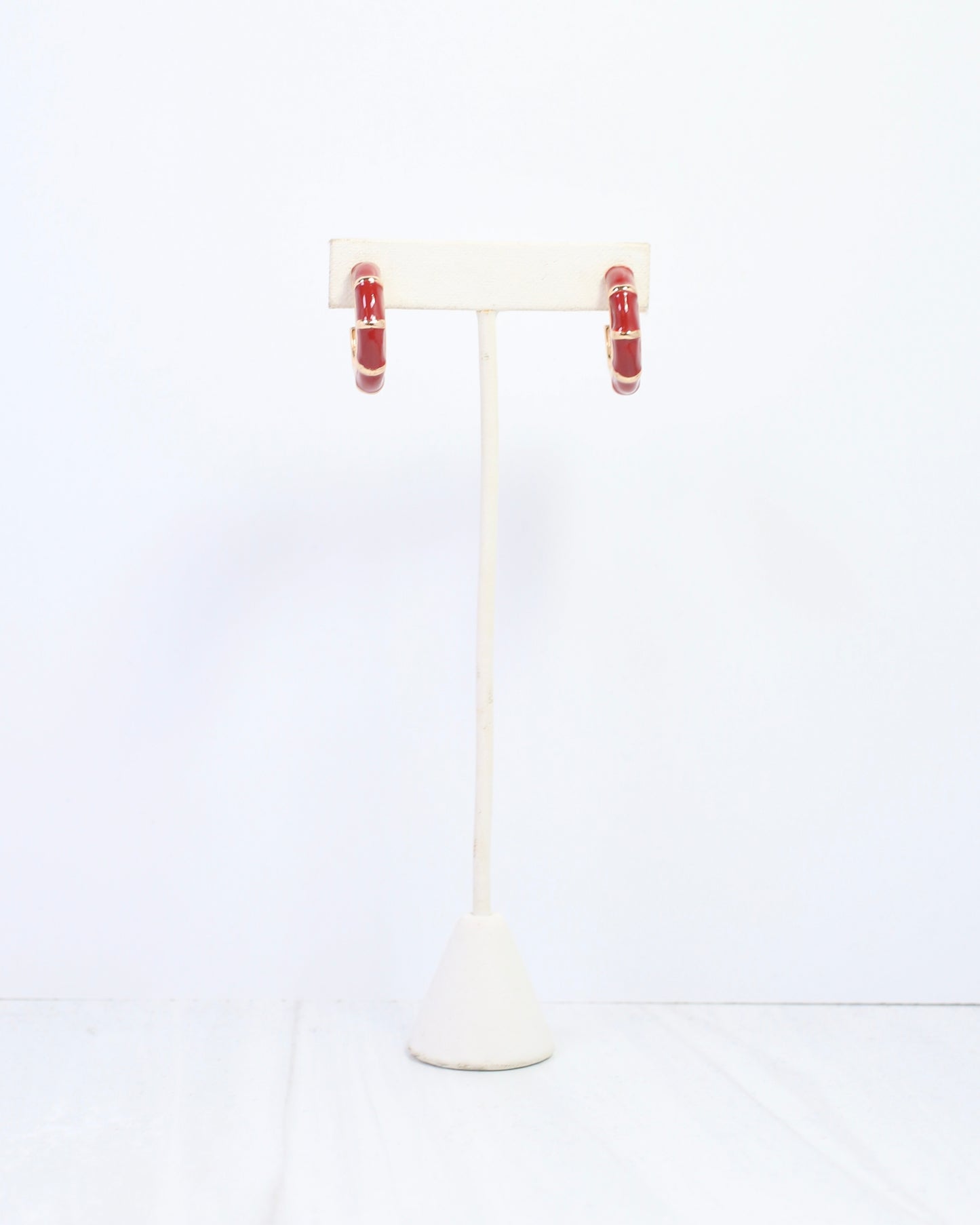 Britt Bamboo Enamel Hoop Earring Burgundy