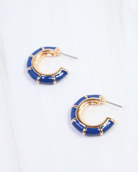 Britt Bamboo Enamel Hoop Earring Navy
