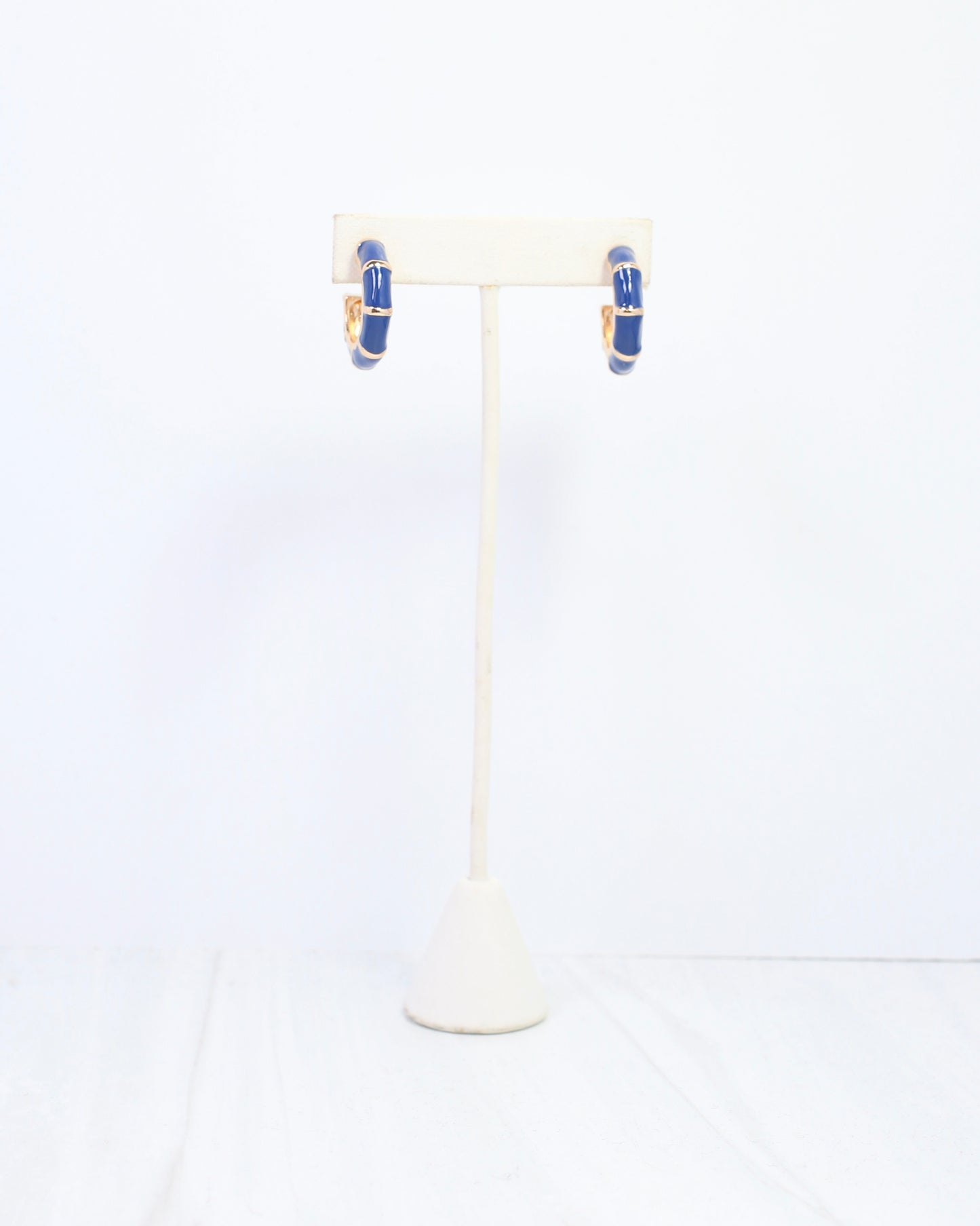Britt Bamboo Enamel Hoop Earring Navy