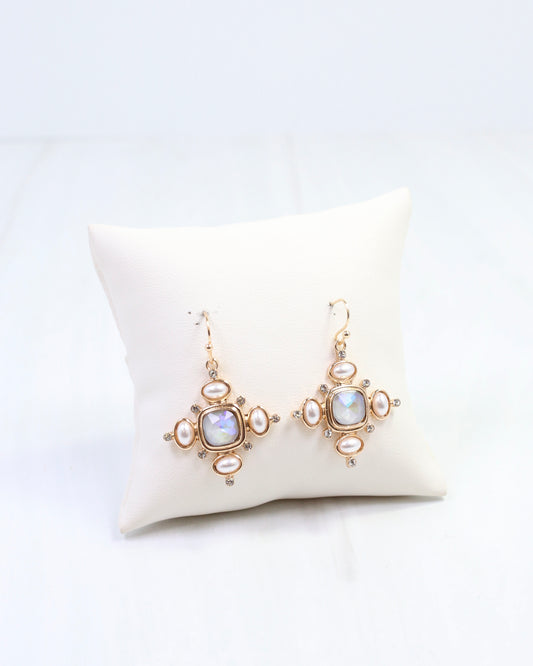Conifer Crystal and Pearl Earring Gray