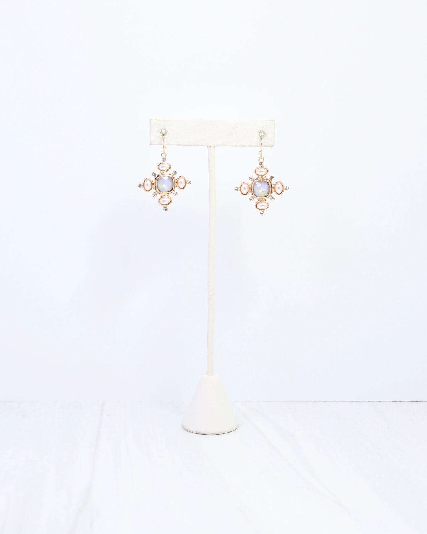 Conifer Crystal and Pearl Earring Gray