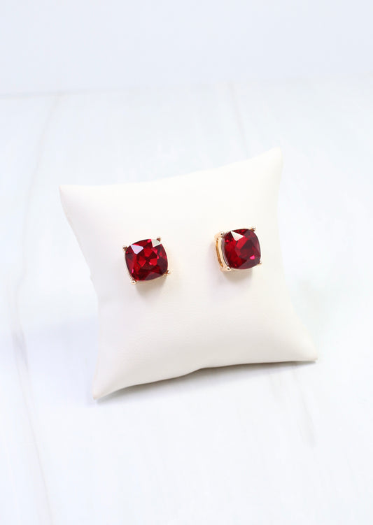 Julien Stone Stud Earring Red
