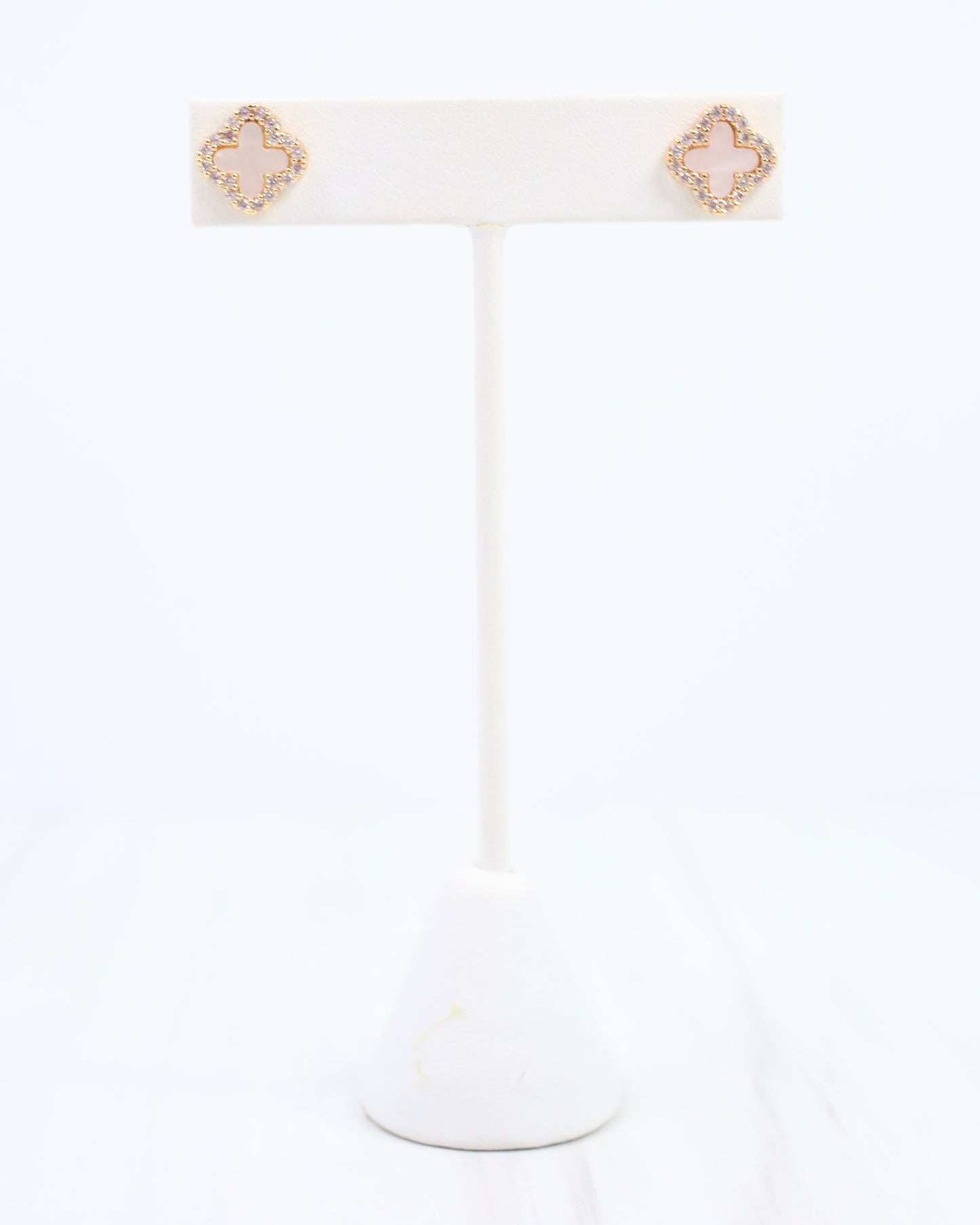 Bisbee CZ Clover Stud Earring Mother of Pearl