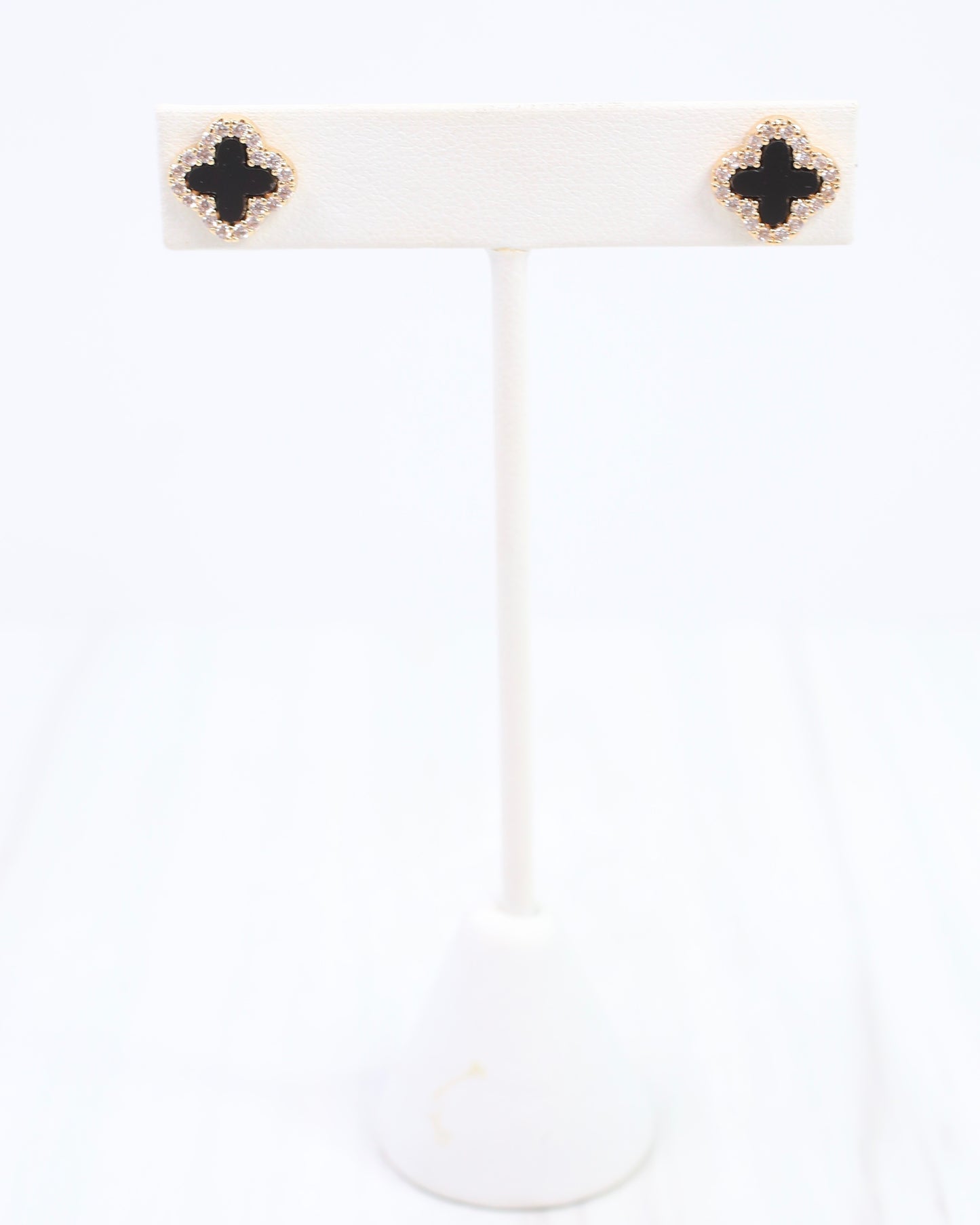 Bisbee CZ Clover Stud Earring Black