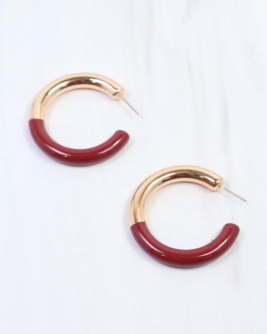 Elyse Hoop Earring Burgundy