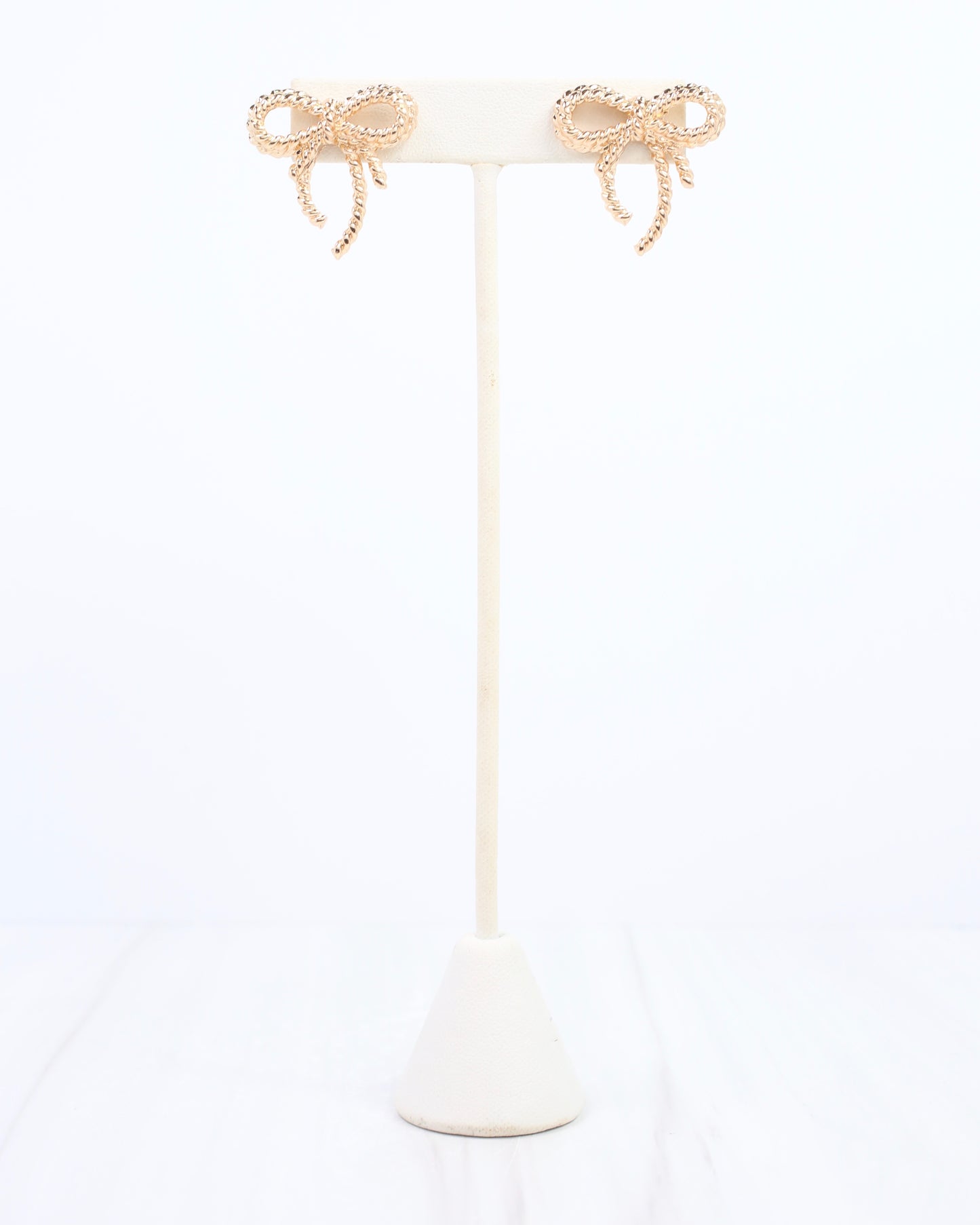 Branson Textured Bow Stud Earring Gold