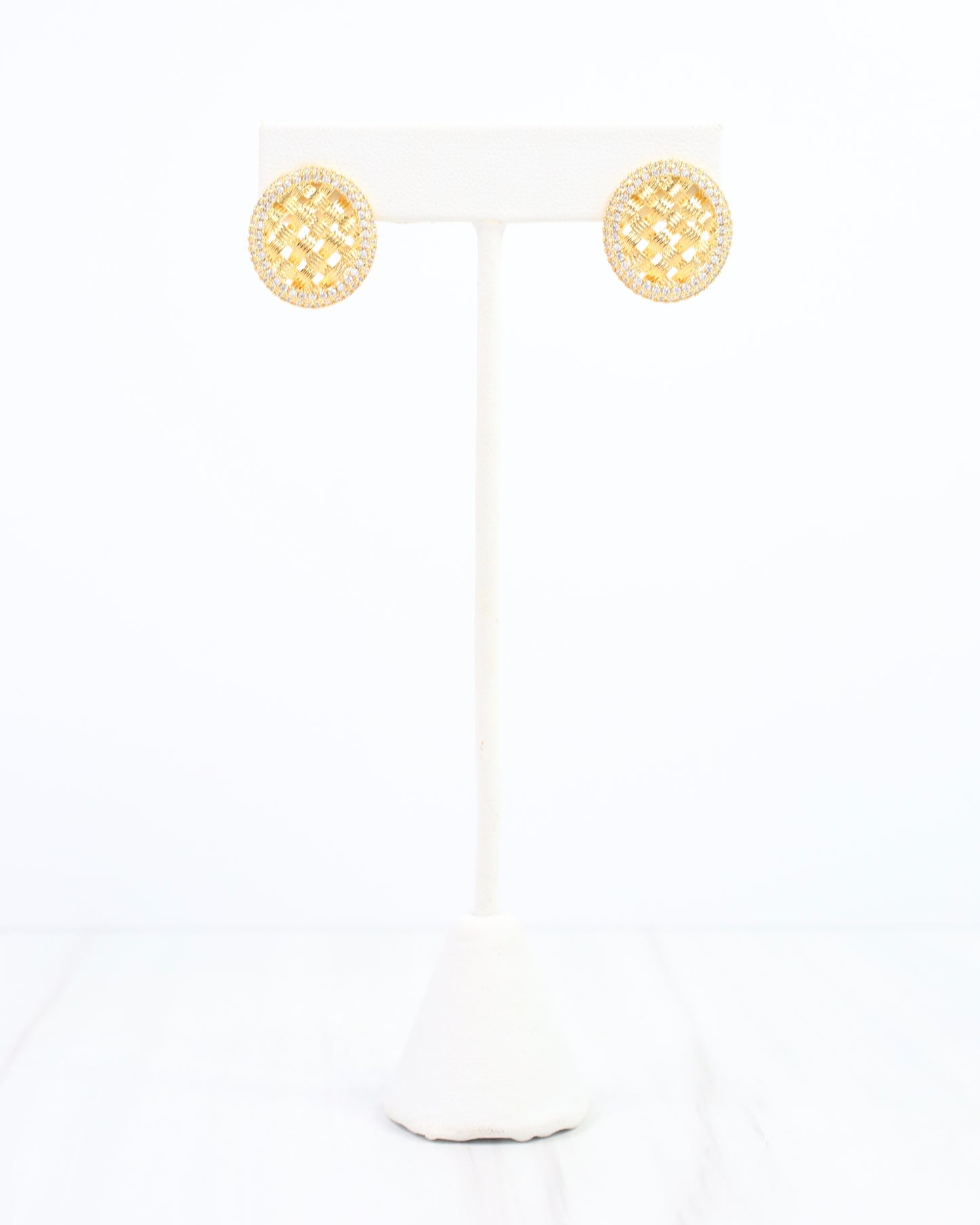 Hadley CZ Lined Stud Earring Gold