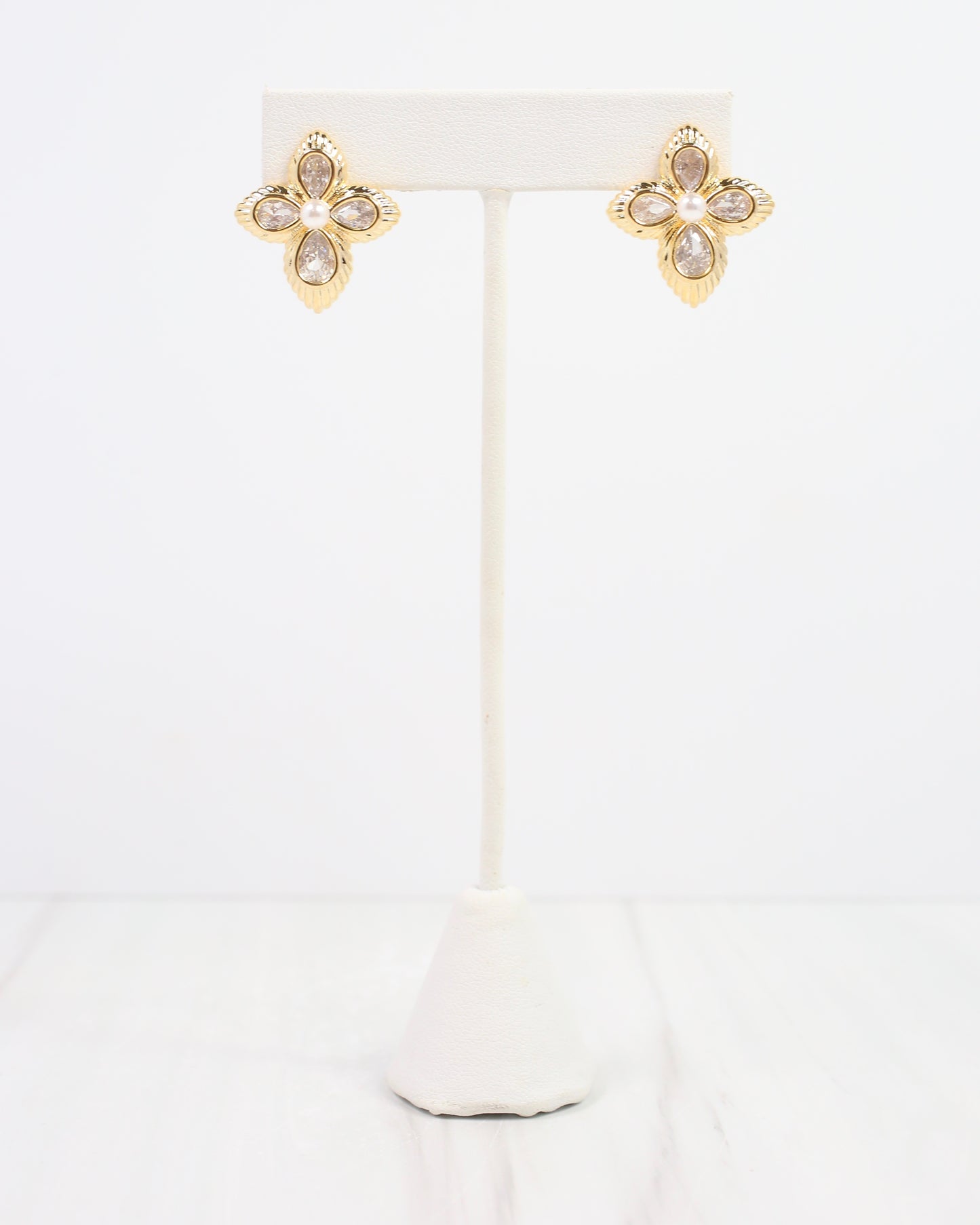 Sienna CZ Flower Earring Gold
