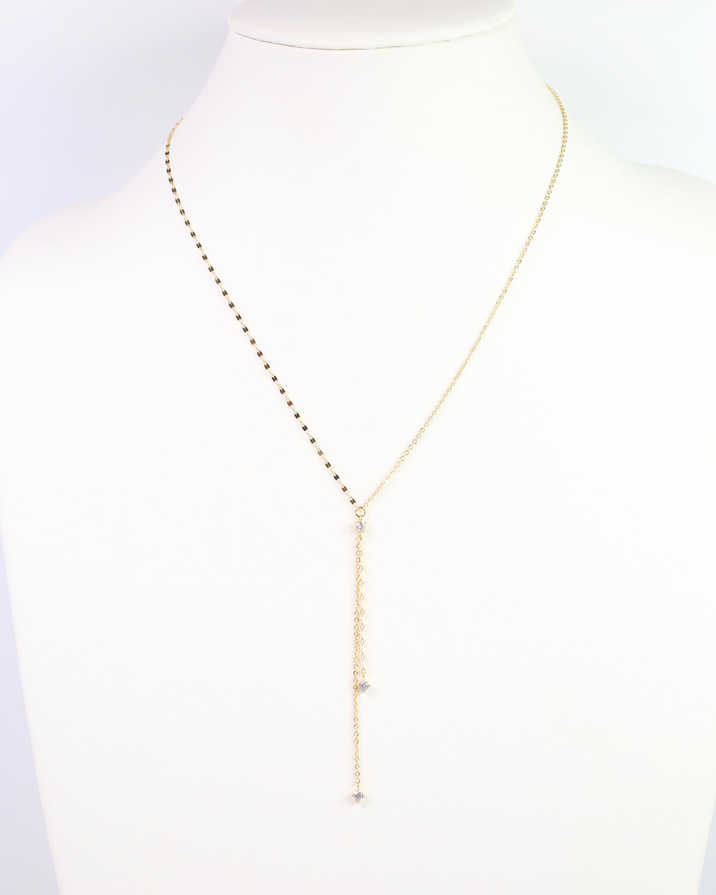 Catherine CZ Delicate Y Necklace Gold
