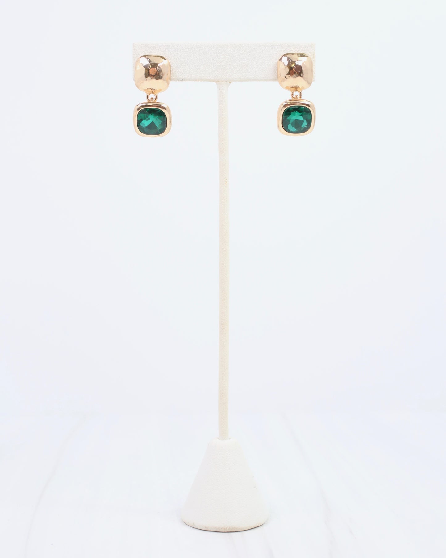 Hawthorne Hammered Crystal Drop Earring Green
