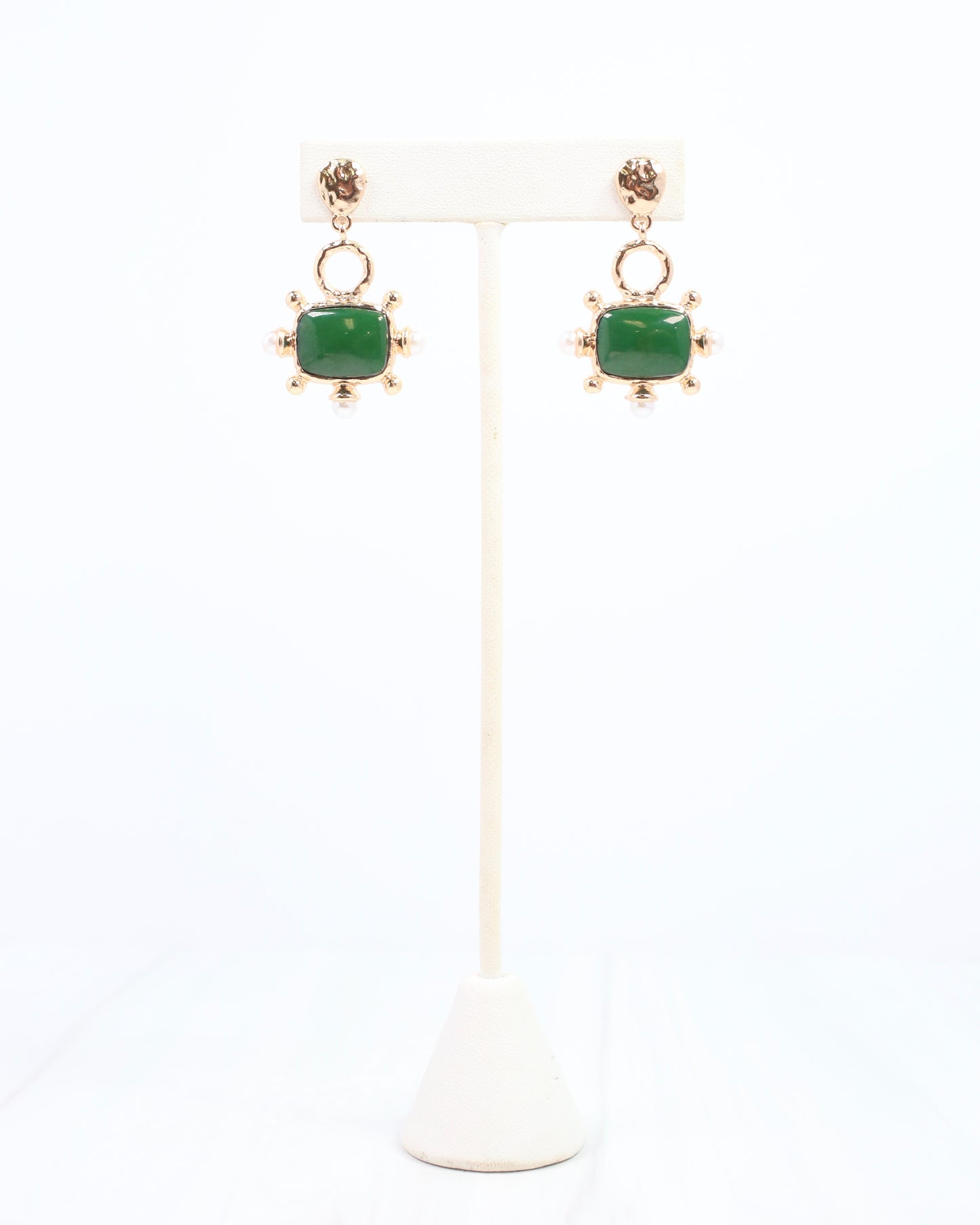Buena Vista Stone and Pearl Drop Earring Green