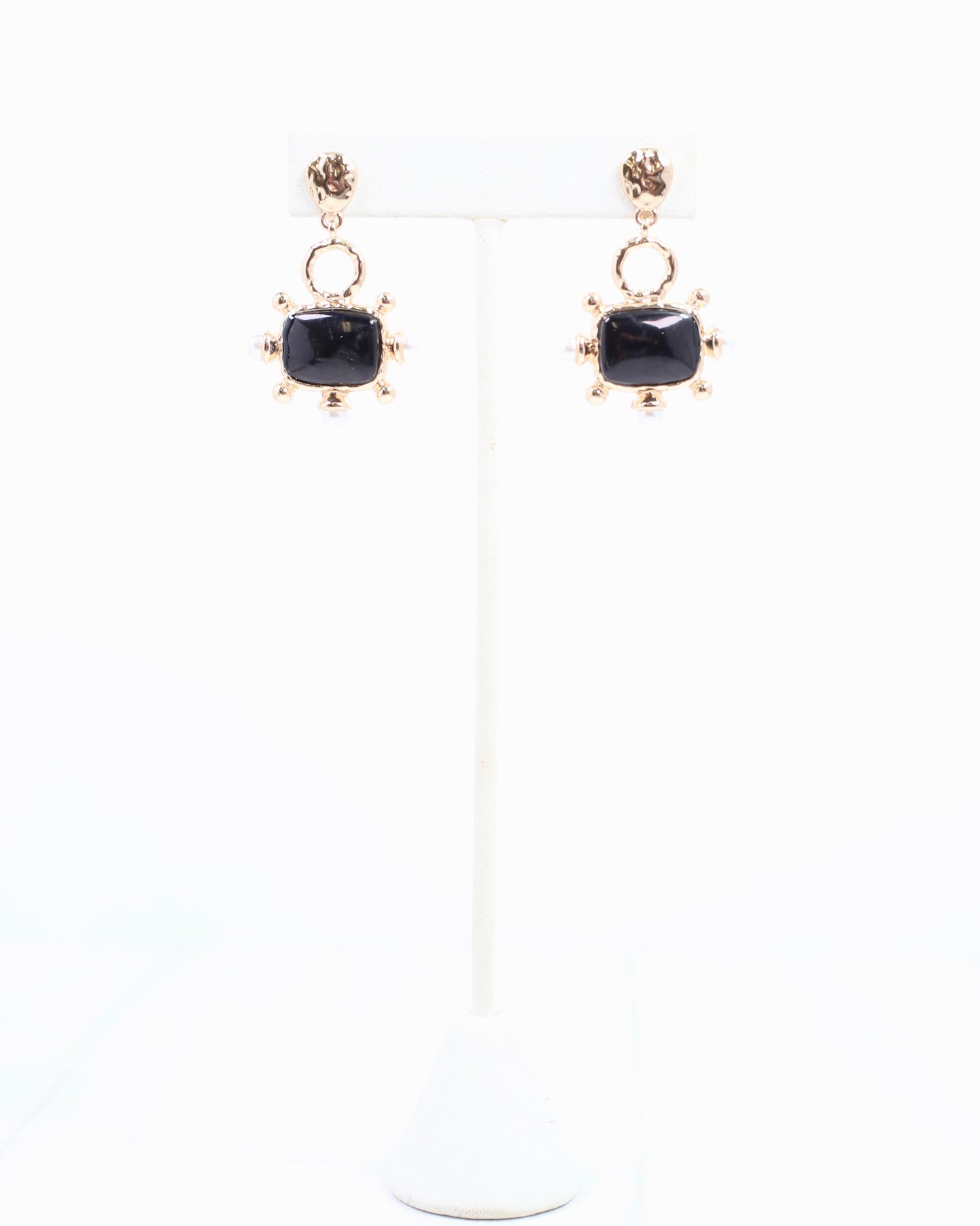 Buena Vista Stone and Pearl Drop Earring Black