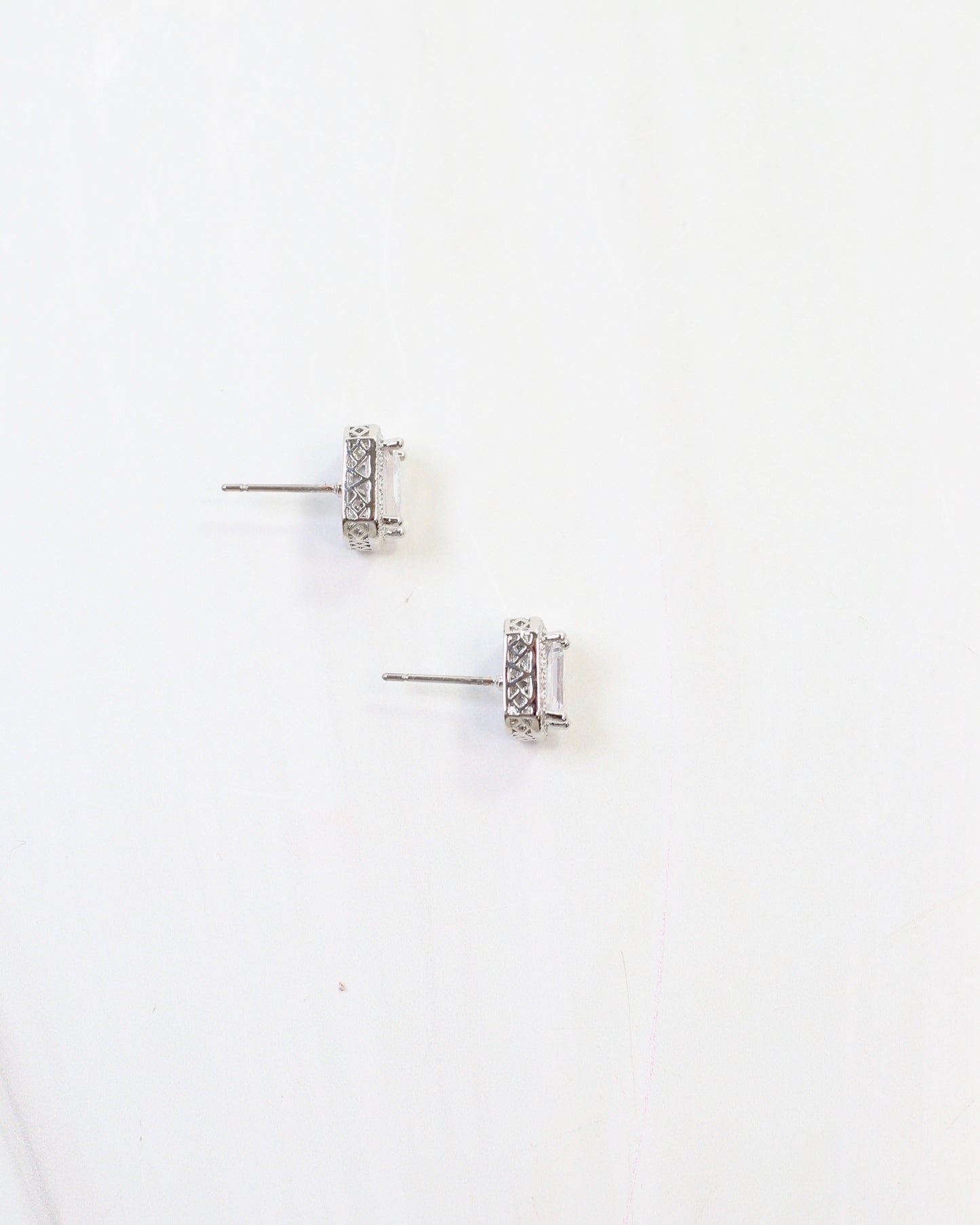 Effie Emeral Cut Crystal Stud Silver