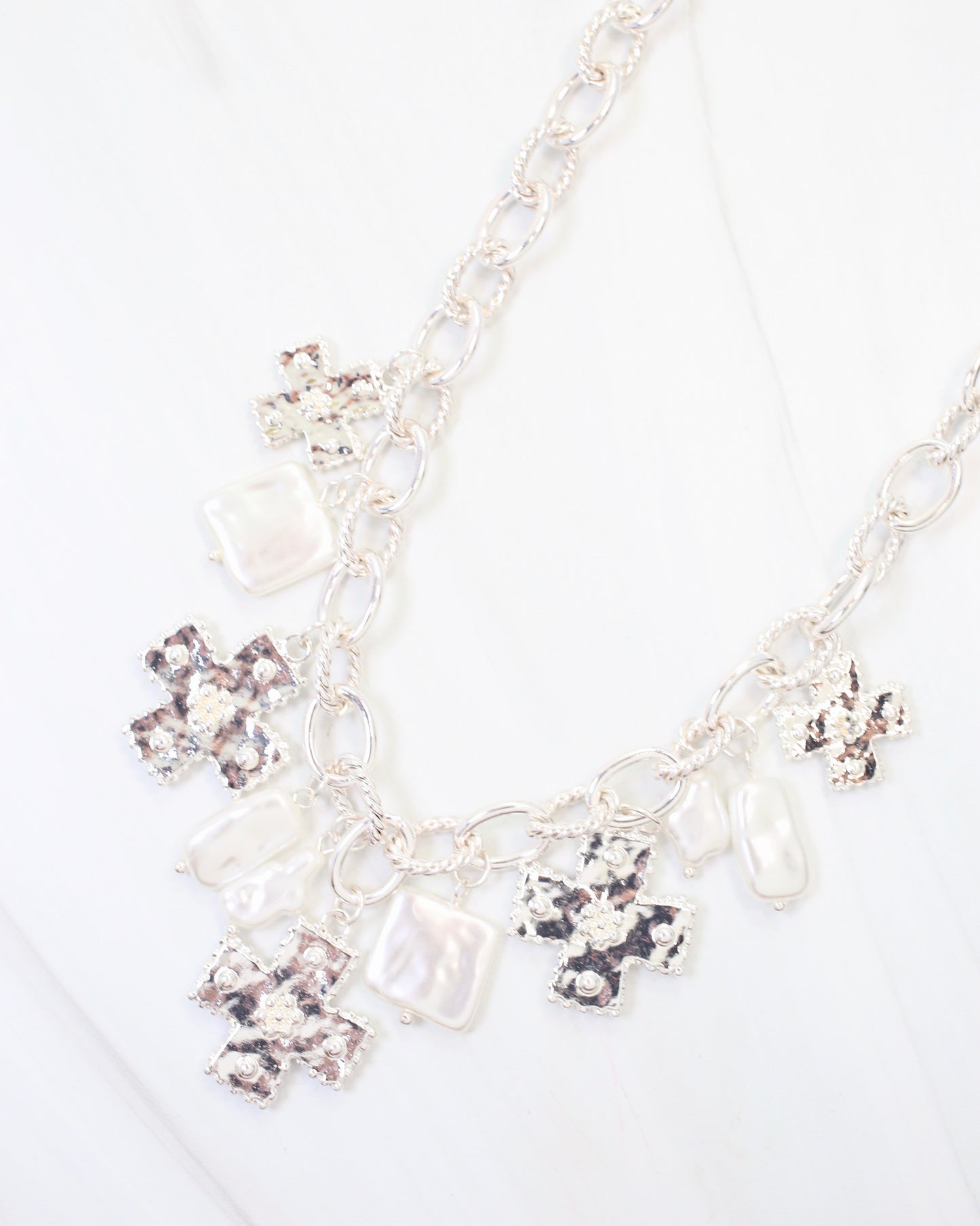 Pearson Cross Charm Necklace Silver