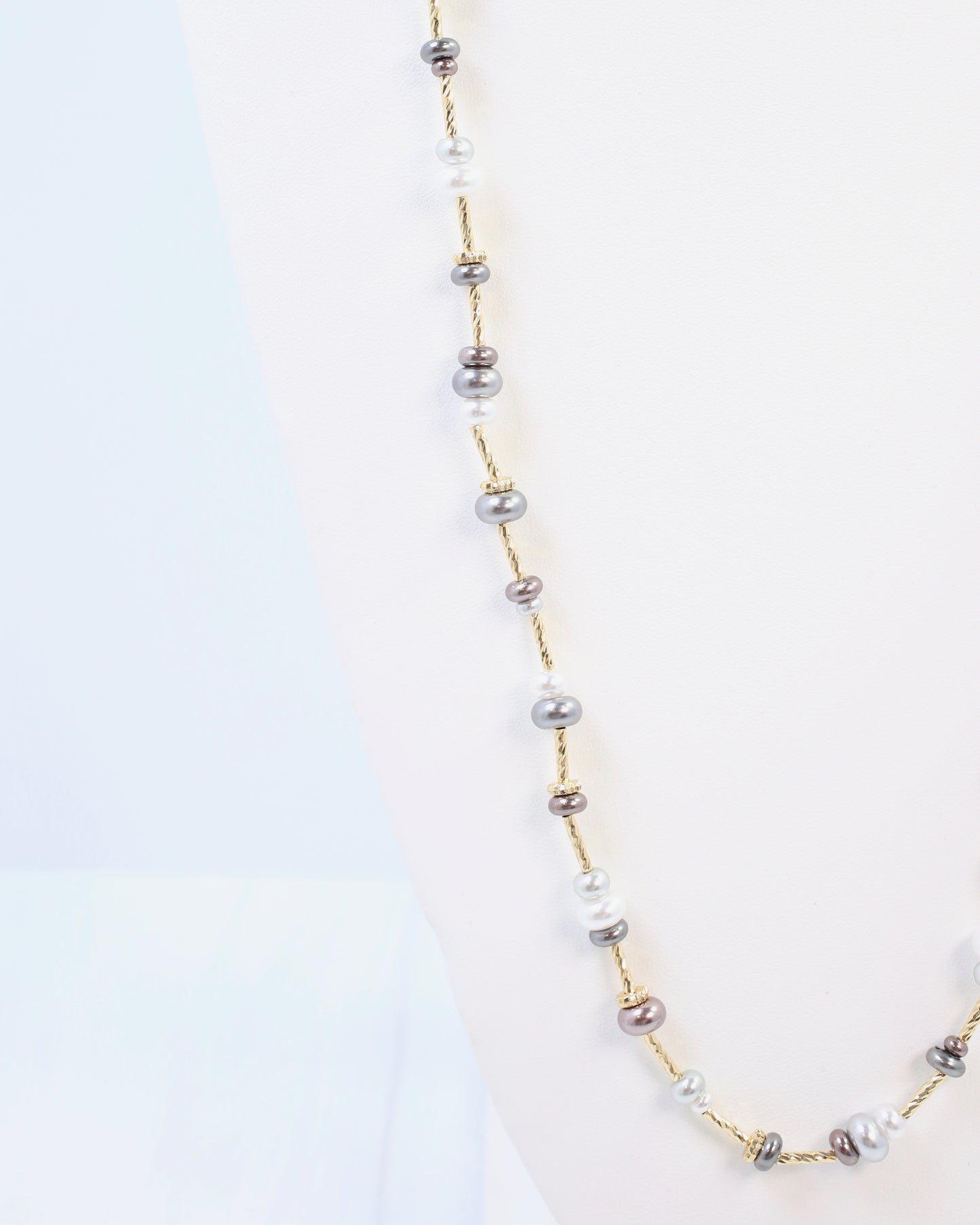 Lola 37" Beaded Necklace Grey