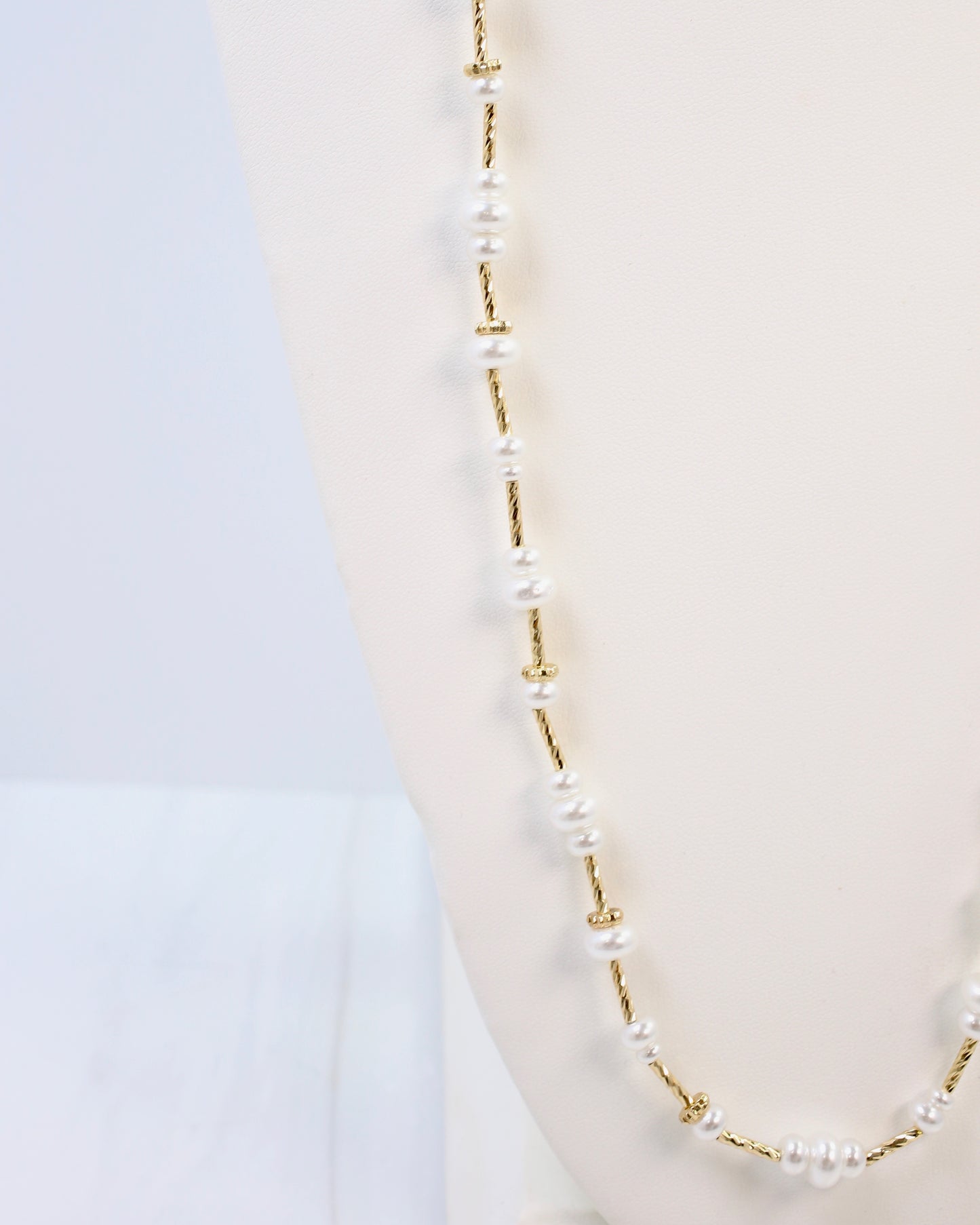Lola 37" Beaded Necklace Pearl