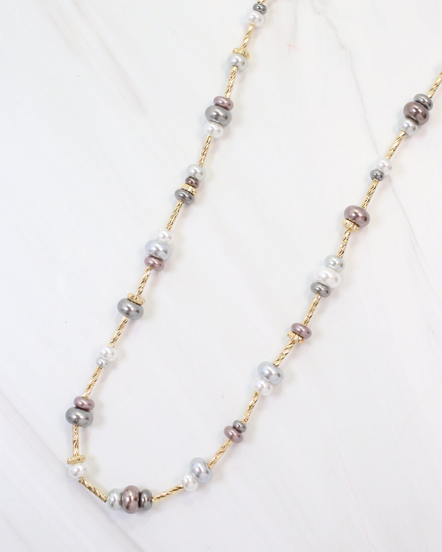 Lola 18" Beaded Necklace Grey