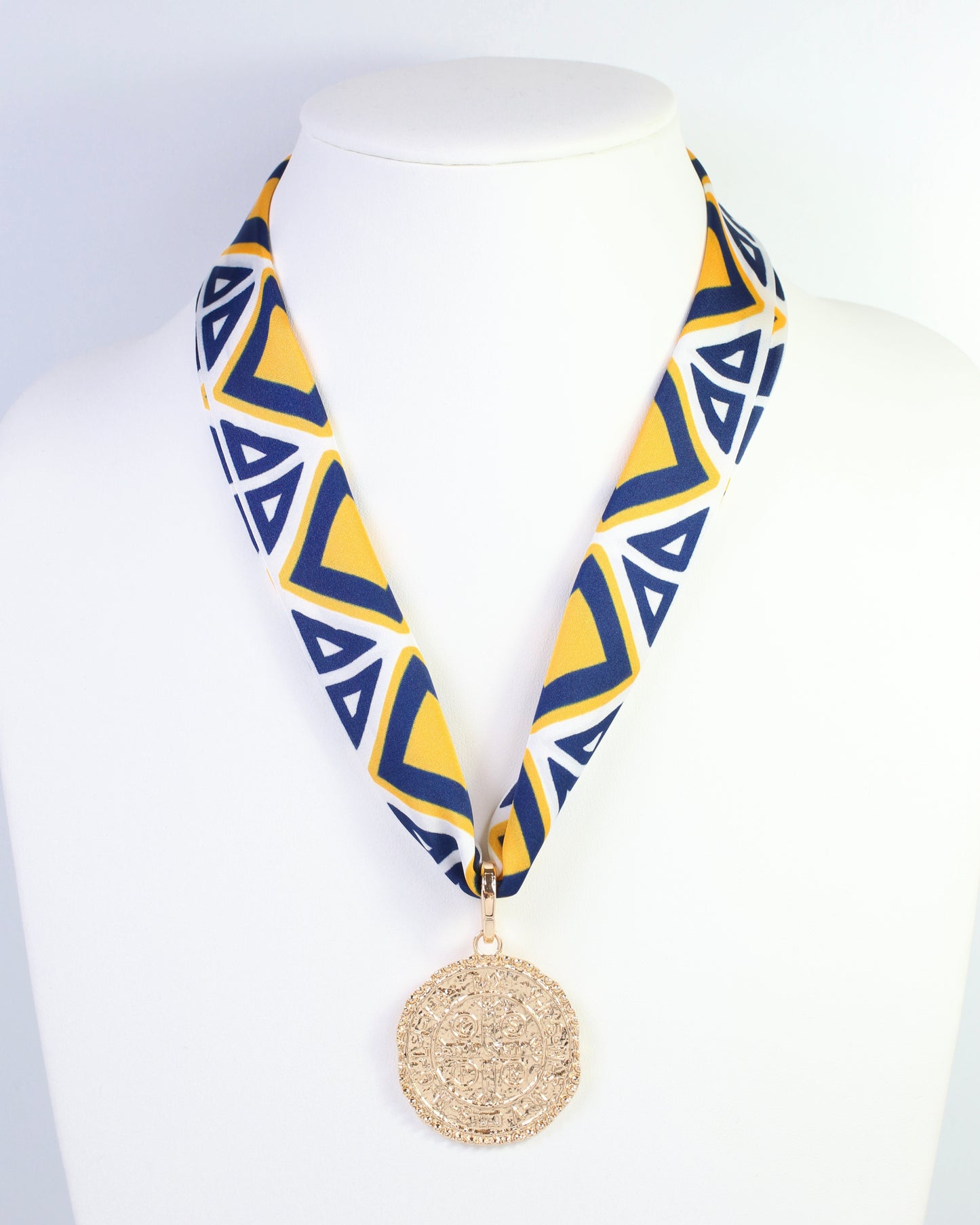 Barrett Tile Skinny Scarf Navy Gold