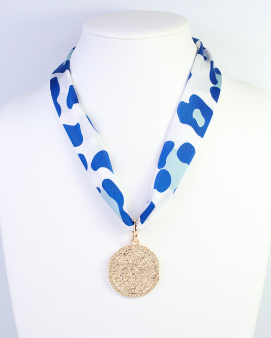 Meredith Spotted Skinny Scarf Blue White