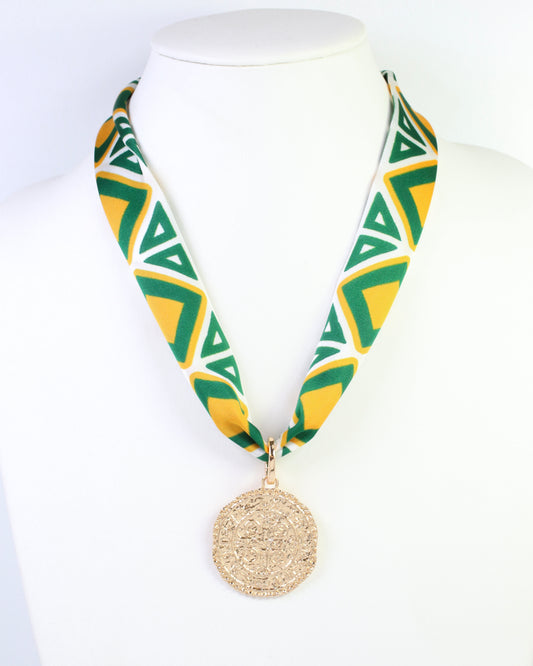 Barrett Tile Skinny Scarf Green Gold