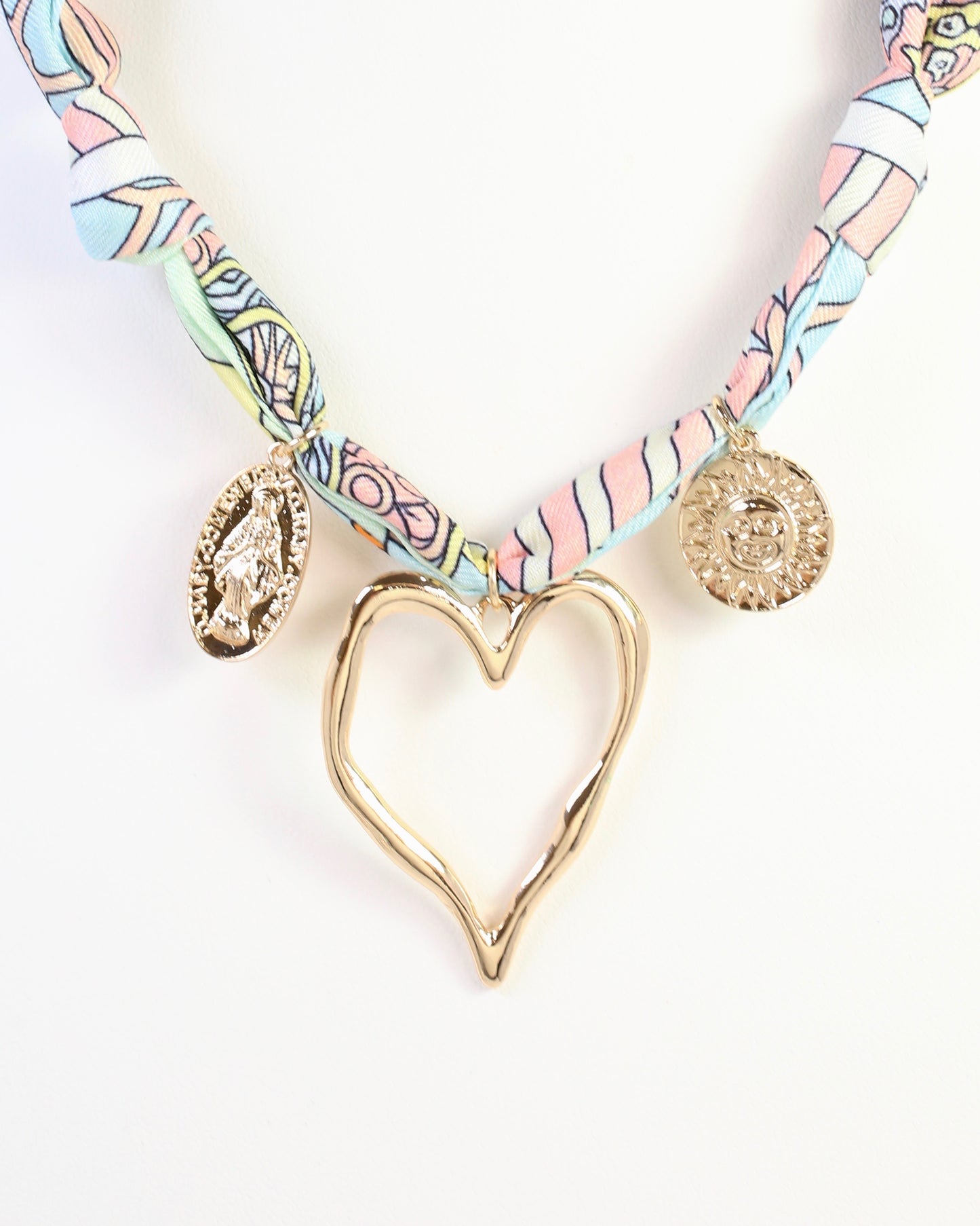 Betty Scarf Charm Necklace Blue Multi