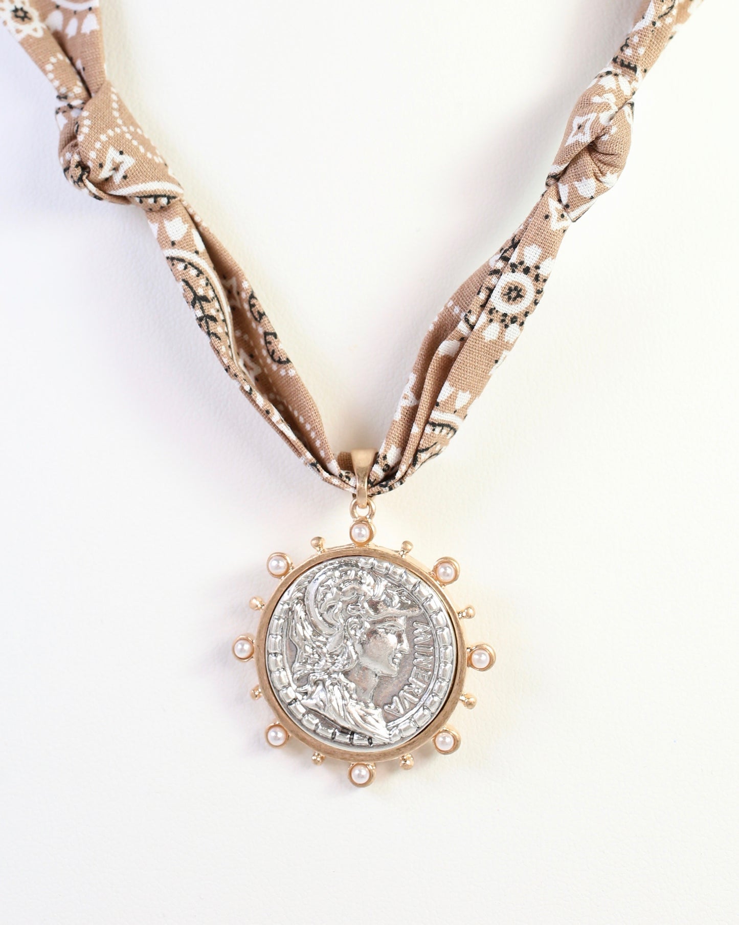 Keeley Scarf Charm Necklace Khaki