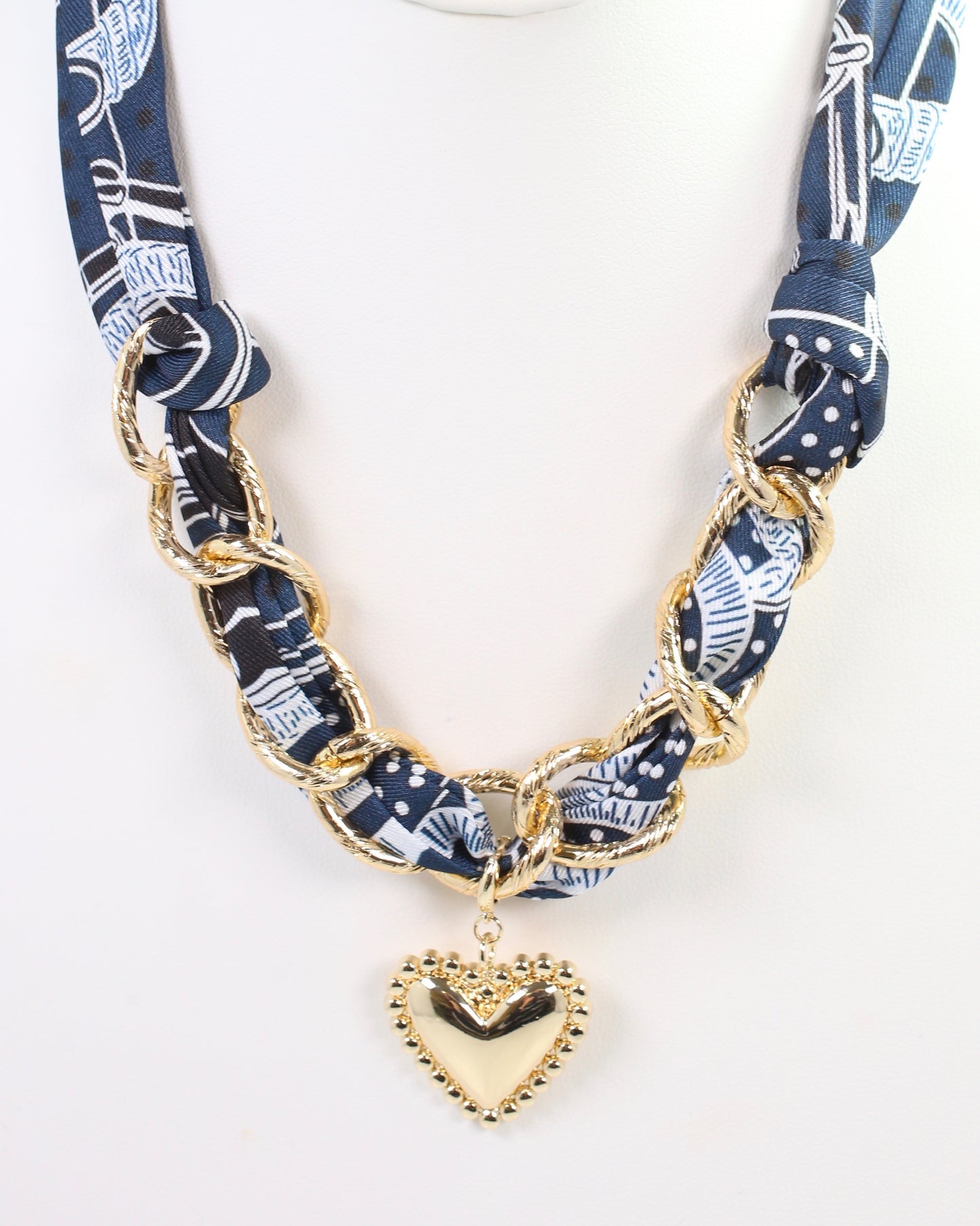 Santee Scarf Charm Necklace Navy Green