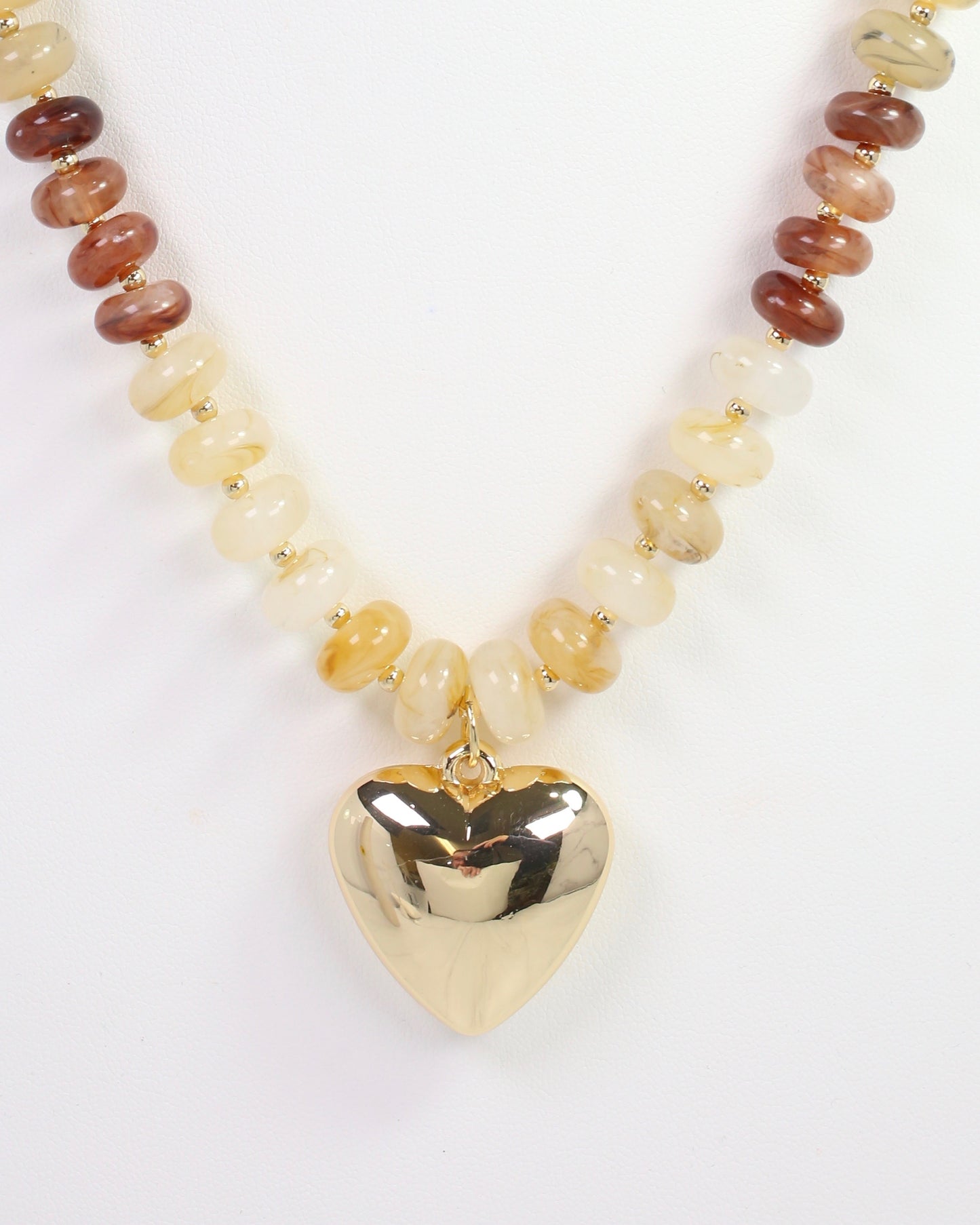Belmont Stone Beaded Heart Necklace Natural