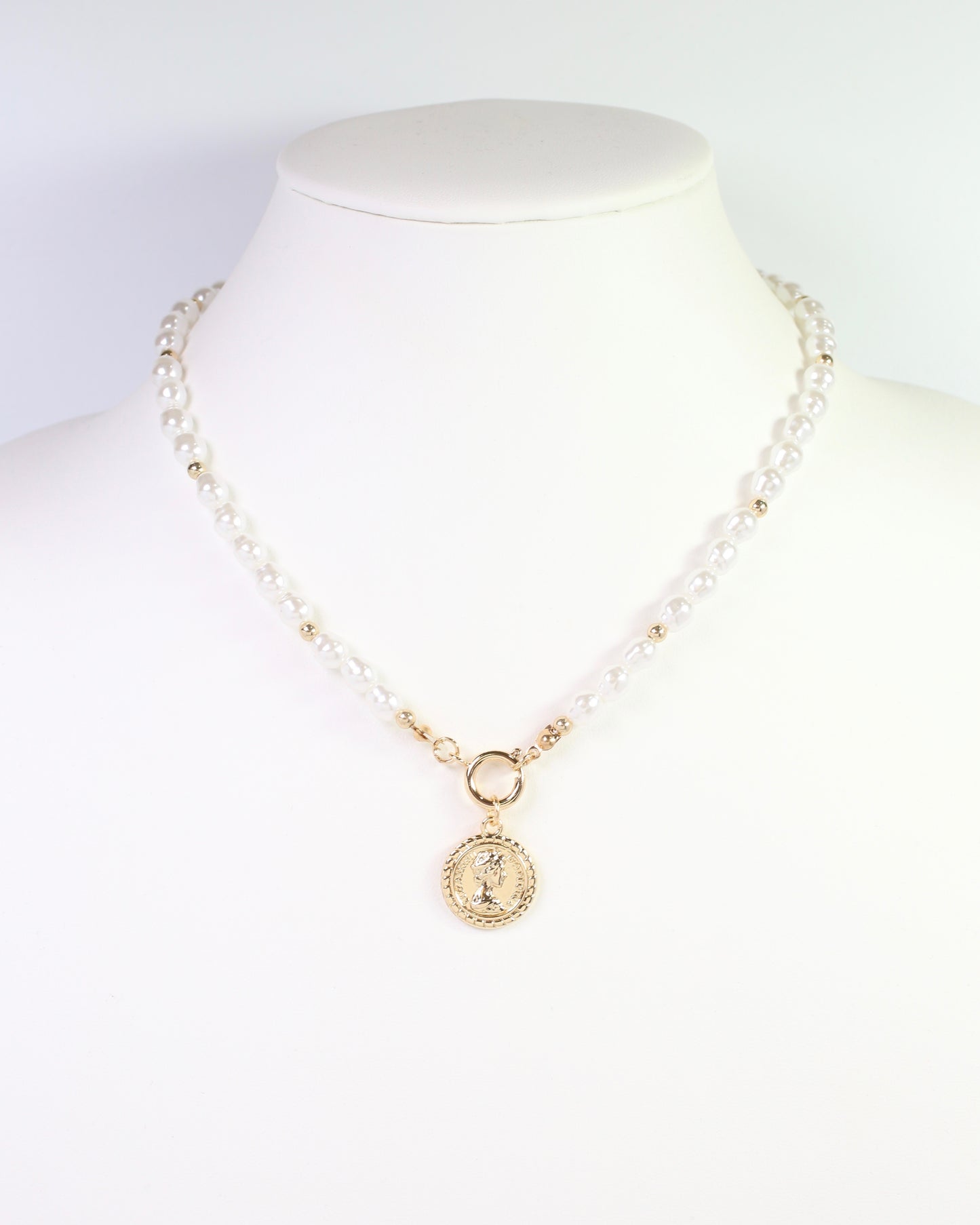 Oneonta Pearl and Coin Necklace Gold