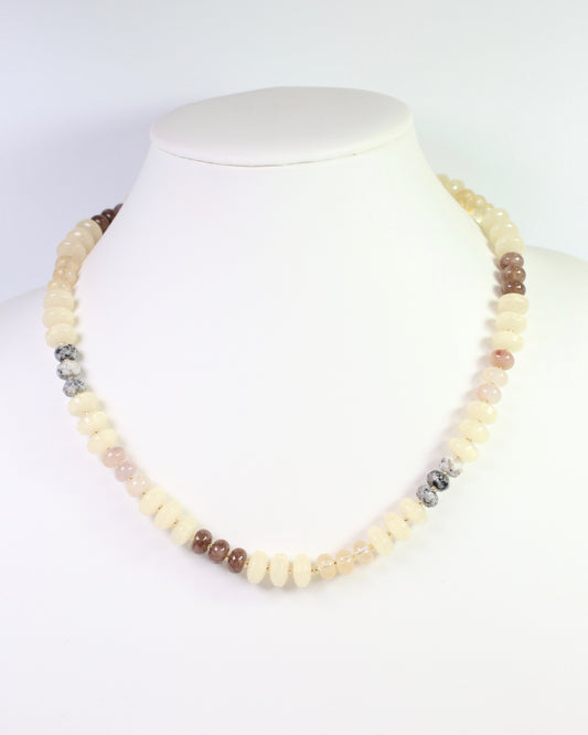 Geneva Stone Beaded Necklace Natural