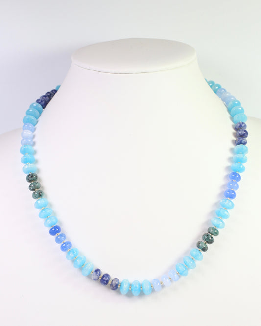 Geneva Stone Beaded Necklace Blue Multi