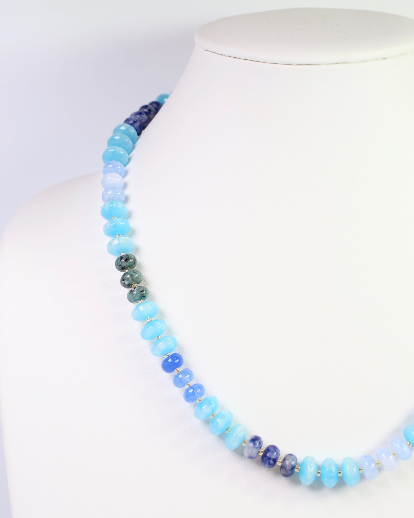 Geneva Stone Beaded Necklace Blue Multi