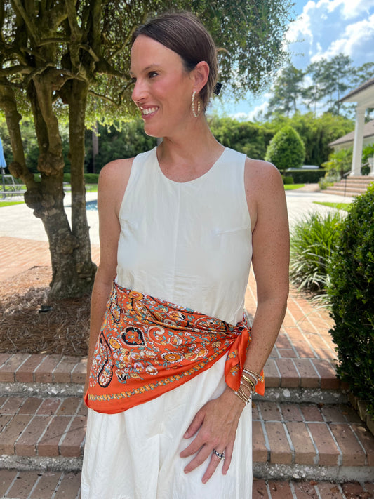 Lottie Paisley Print Scarf Orange