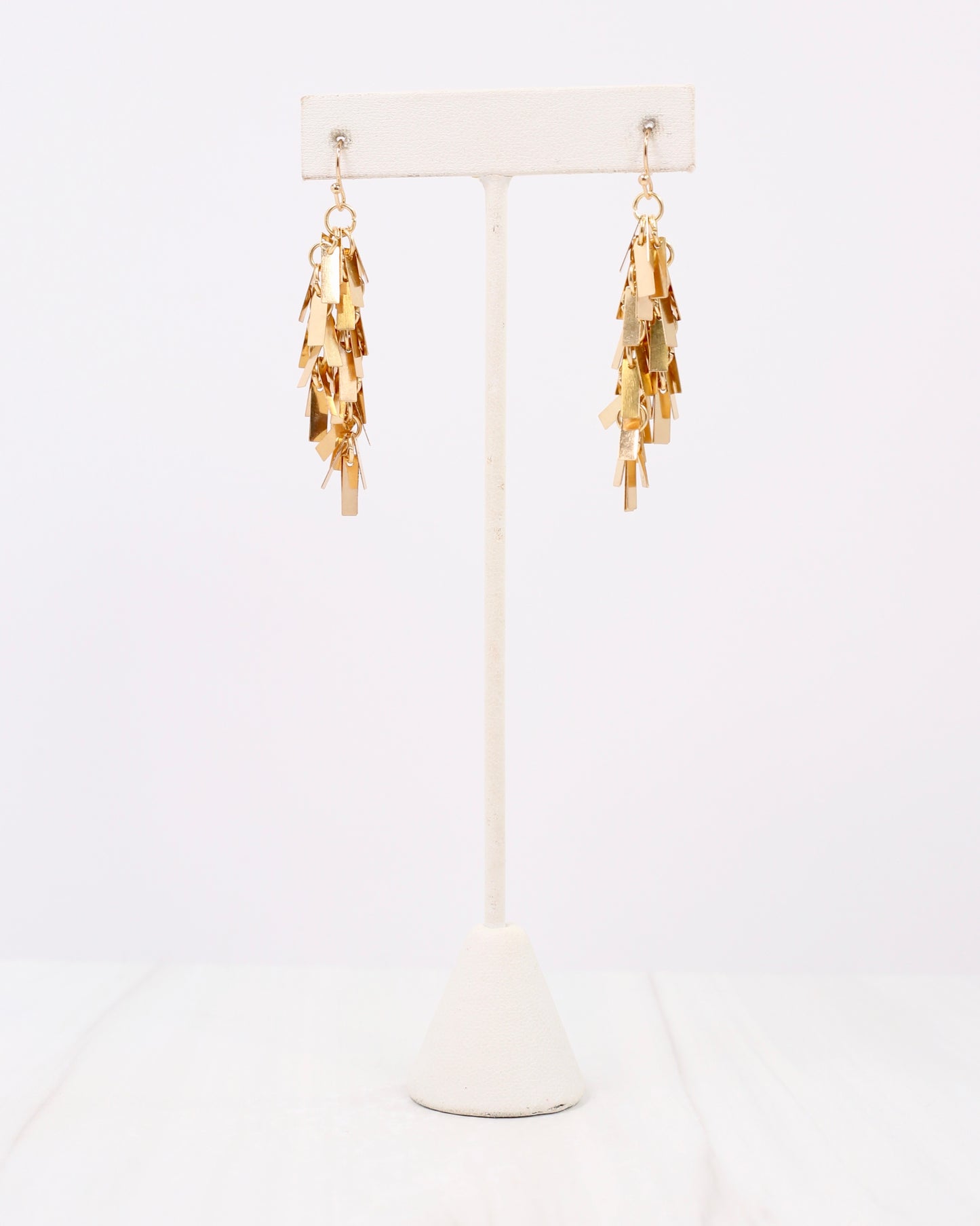 Goldie Metal Fringe Earring Worn Gold