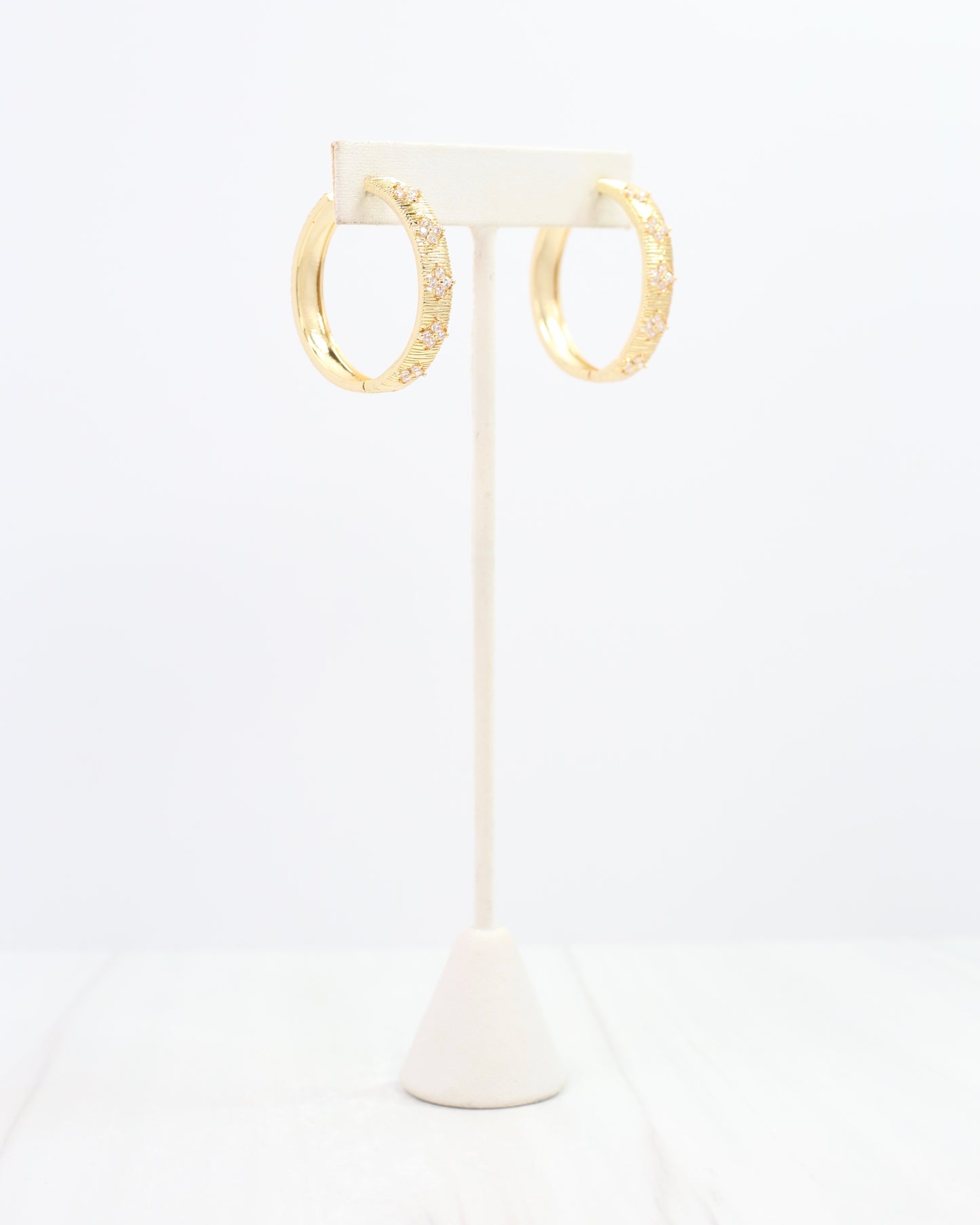 Hollman Crystal Clover Hoop Gold