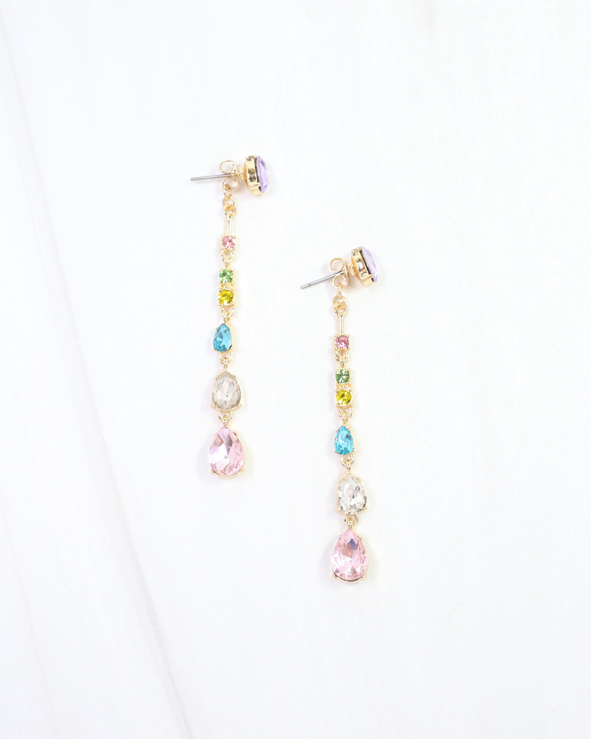 Charley Linear Crystal Dangle Earring Lavender Multi